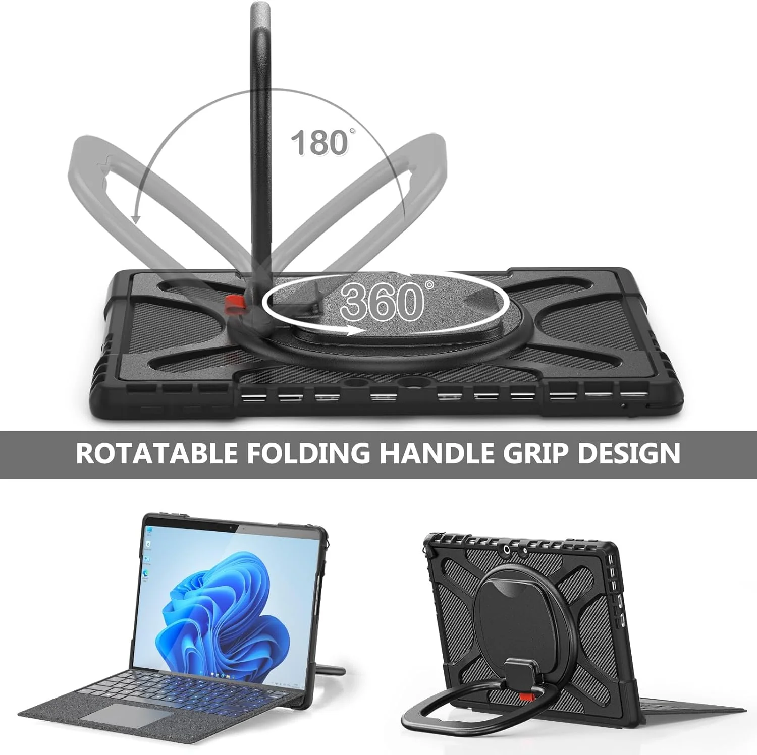 کیف محافظ ضد ضربه و مقاوم XNCVBD سازگار با Microsoft Surface Pro 9 13 اینچی با پایه چرخان و پوشش صفحه کلید با پایه تبلت کیف محافظ ضد ضربه و مقاوم XNCVBD سازگار با Microsoft Surface Pro 9 13 اینچی با پایه چرخان و پوشش صفحه کلید با پایه تبلت