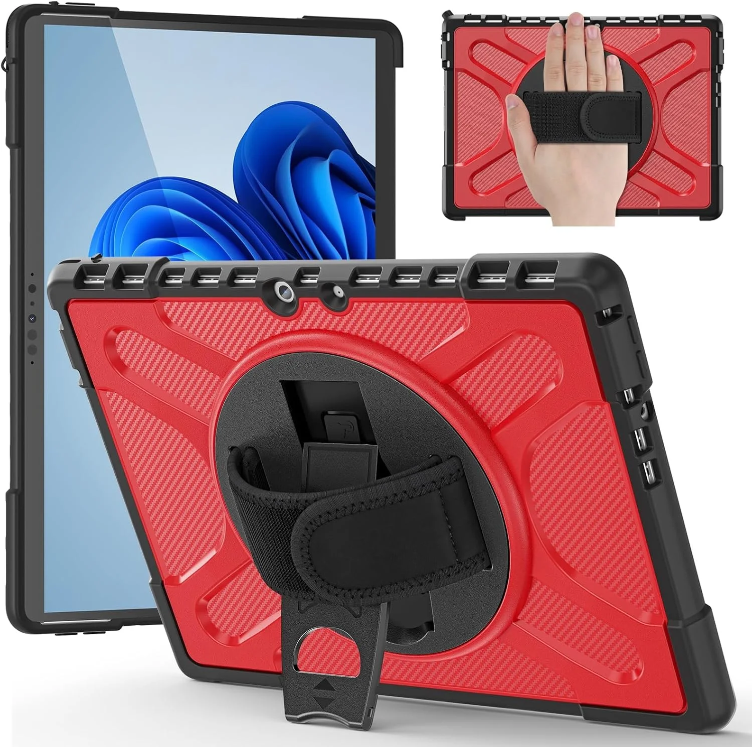 کیف تبلت مسافرتی سازگار با مایکروسافت سرفیس پرو 8 (نسخه 2021) 13 اینچی با پایه 360 درجه سازگار با صفحه کلید، کیف محافظ مقاوم در برابر ضربه کیف تبلت مسافرتی سازگار با مایکروسافت سرفیس پرو 8 (نسخه 2021) 13 اینچی با پایه 360 درجه سازگار با صفحه کلید، کیف محافظ مقاوم در برابر ضربه