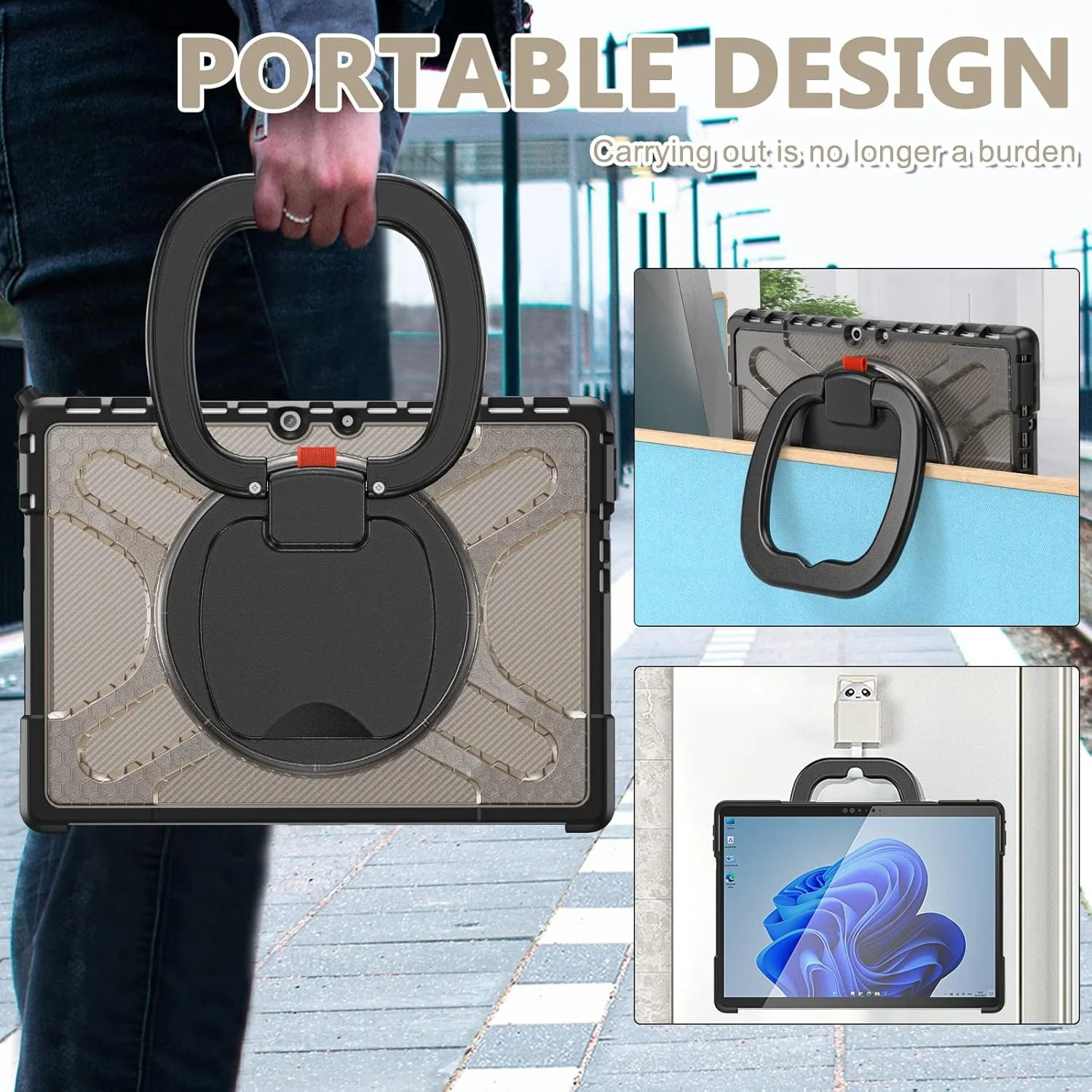 کیف محافظتی مقاوم و ضد ضربه تبلت مناسب برای مایکروسافت سرفیس پرو 8 سازگار با کیبورد تایپ کاور، کیف تبلت سازگار با Superfi