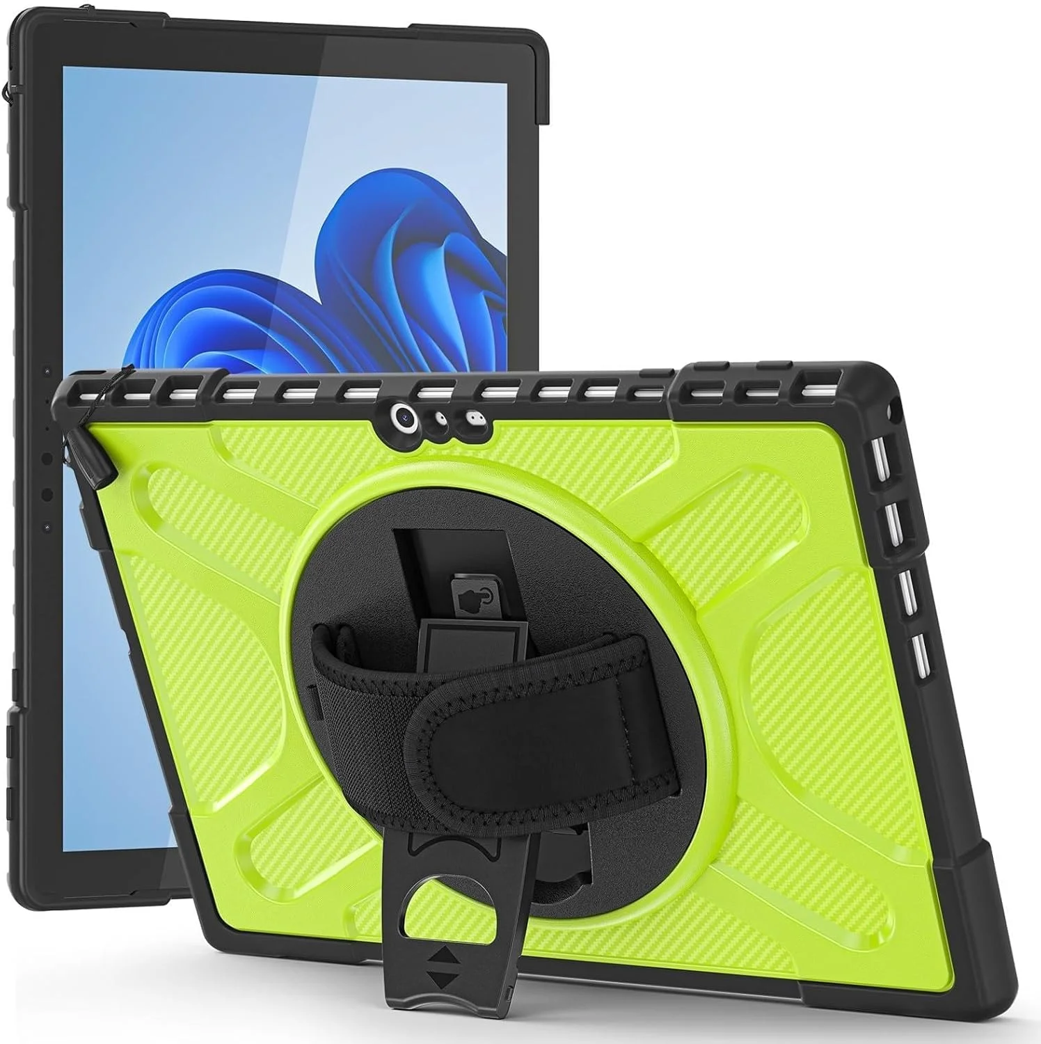 کیف تبلت مسافرتی سازگار با Microsoft Surface Pro 7/6/5/4/Pro 7+ 12.3 اینچ - کیف محافظ مقاوم با پایه چرخان، دسته و ضربه گیر، محافظت ضد ضربه