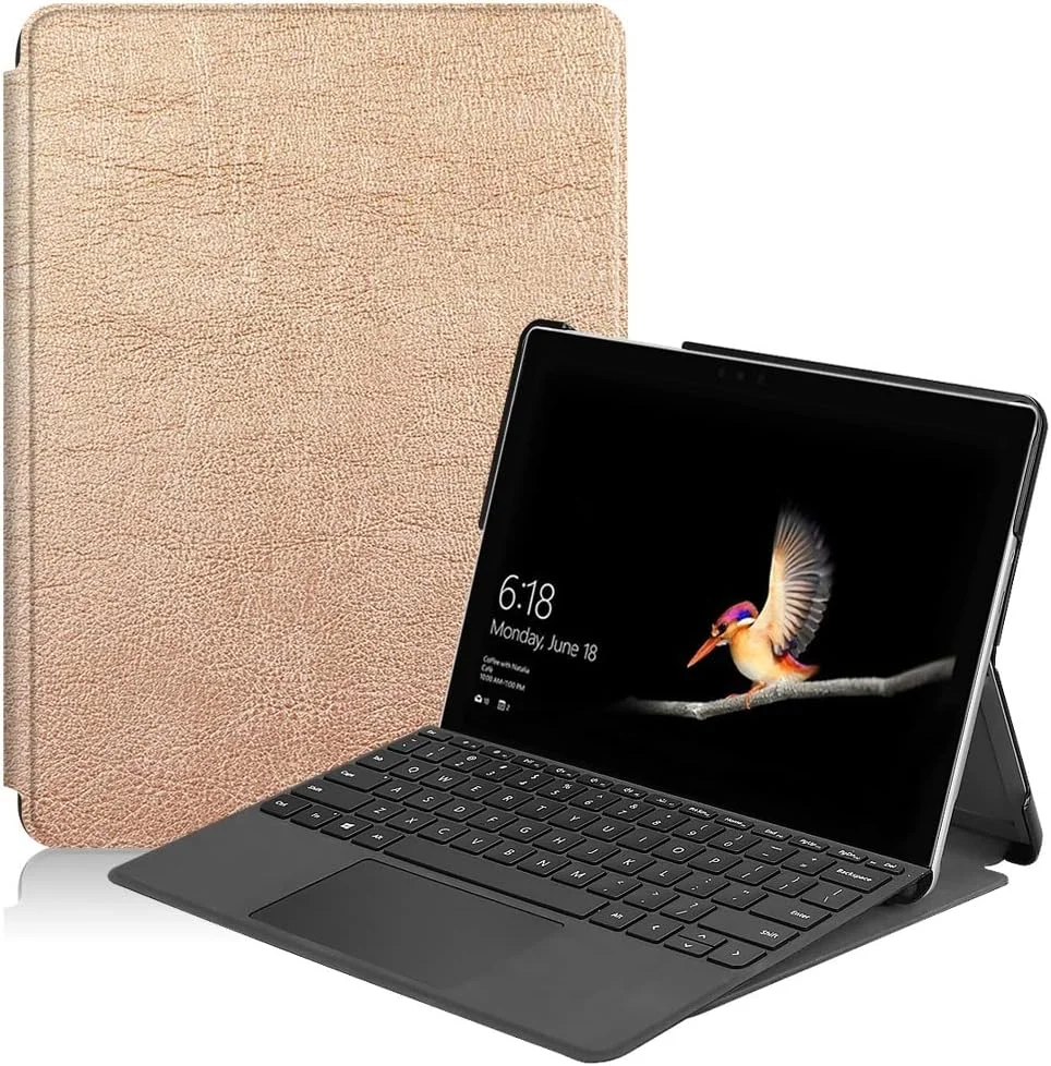 کیف تبلت مسافرتی سازگار با Microsoft Surface GO2/Go 2020 10 اینچی، کیف باریک سه تایی تاشو هوشمند، پایه با زوایای دید، قاب سخت