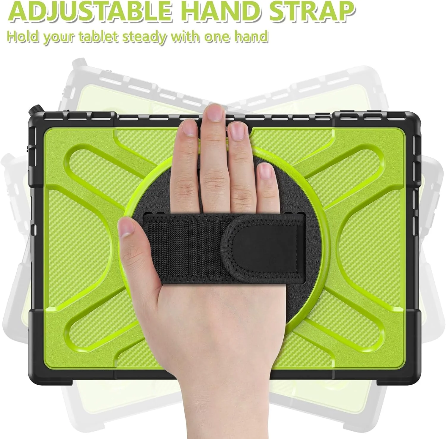 کیف تبلت مسافرتی سازگار با Microsoft Surface Pro 7/6/5/4/Pro 7+ 12.3 اینچ - کیف محافظ مقاوم با پایه چرخان، دسته و ضربه گیر، محافظت ضد ضربه