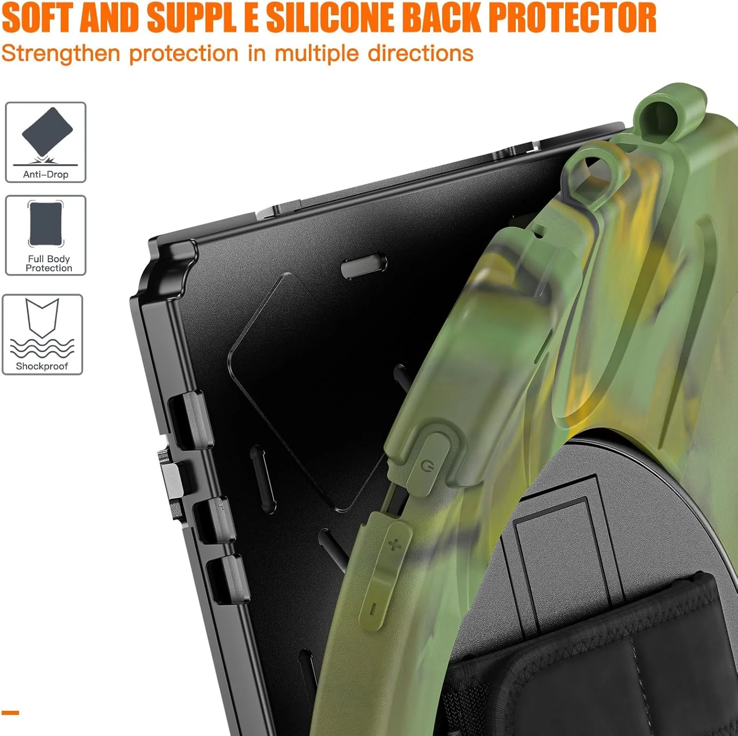 کیف محافظ تبلت سازگار با Microsoft Surface Go 3 2021/Surface Go 2 2020/Surface Go 2018/Surface Go 4، کیف ضد ضربه با جای قلم، کیف محافظ سازگار با بند شانه