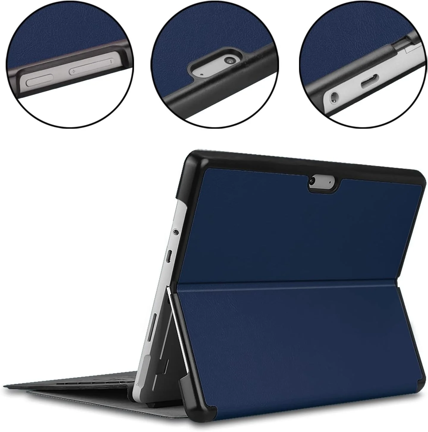 کیف تبلت مسافرتی سازگار با مایکروسافت سرفیس پرو 8، کیف باریک سه تایی تاشو، کیف هوشمند با زوایای دید چندگانه، کیف سخت تاشو سازگار با مایکروسافت سرفیس