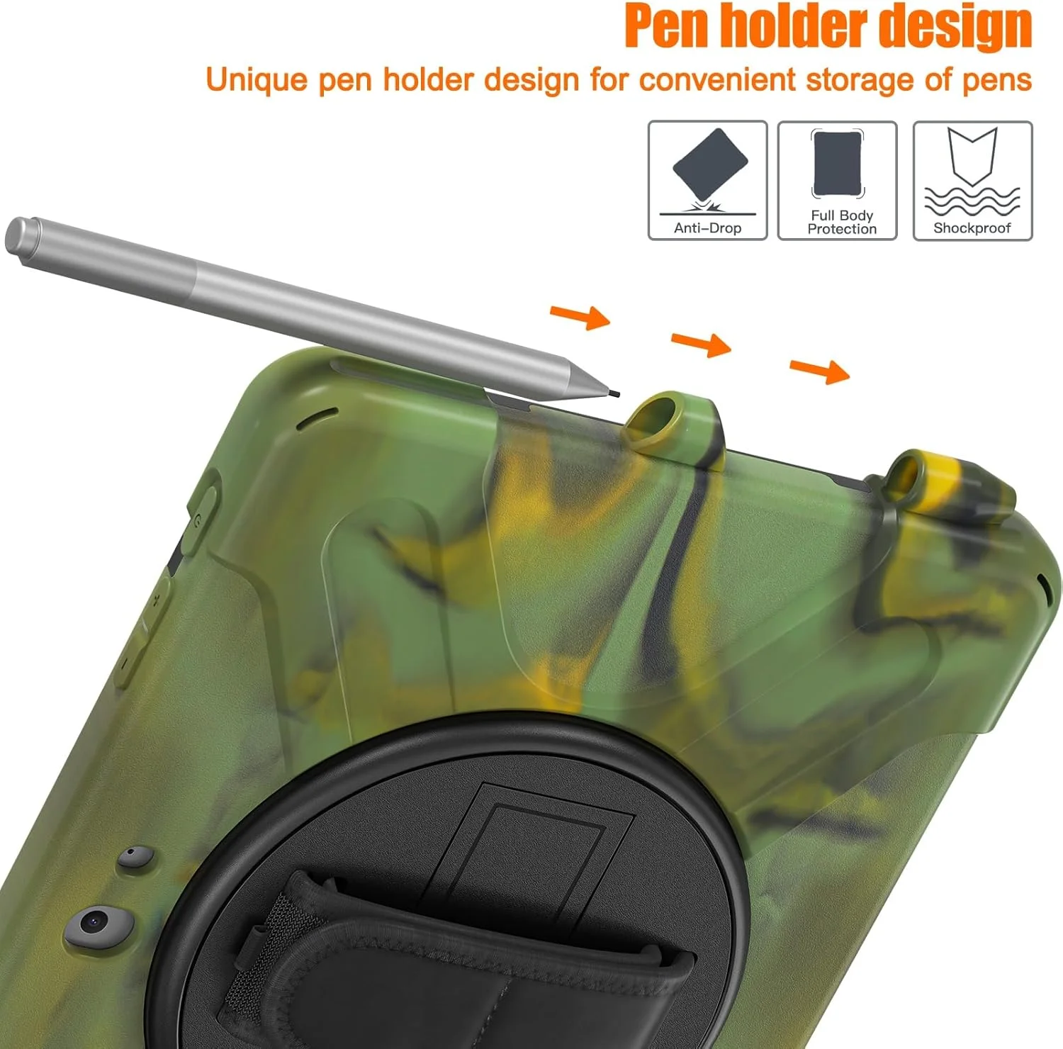 کیف محافظ تبلت سازگار با Microsoft Surface Go 3 2021/Surface Go 2 2020/Surface Go 2018/Surface Go 4، کیف ضد ضربه با جای قلم، کیف محافظ سازگار با بند شانه