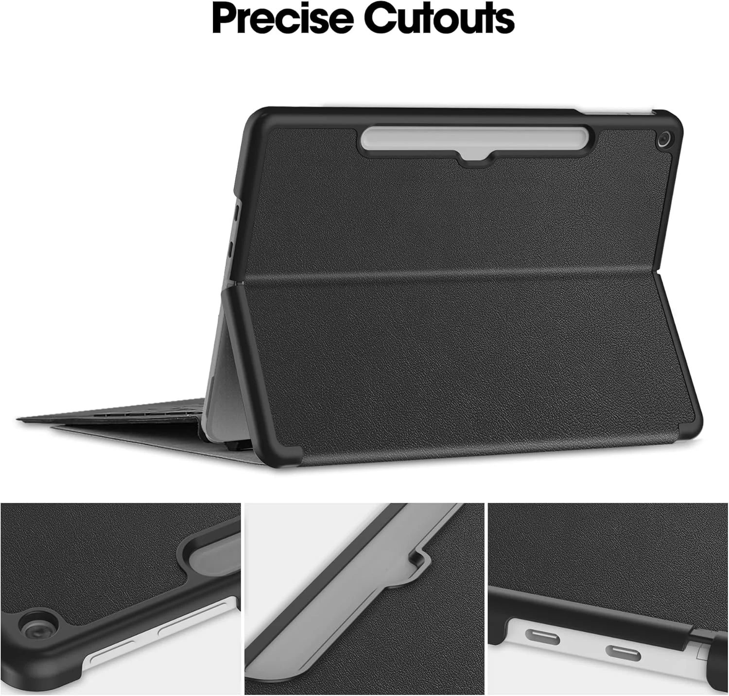 کاور محافظ چند زاویه ای باریک و سبک پلی استر Gyulin برای مایکروسافت Surface Pro 12 اینچی نسخه 1 سال 2025، سازگار با کیبورد Type Cover، مشکی