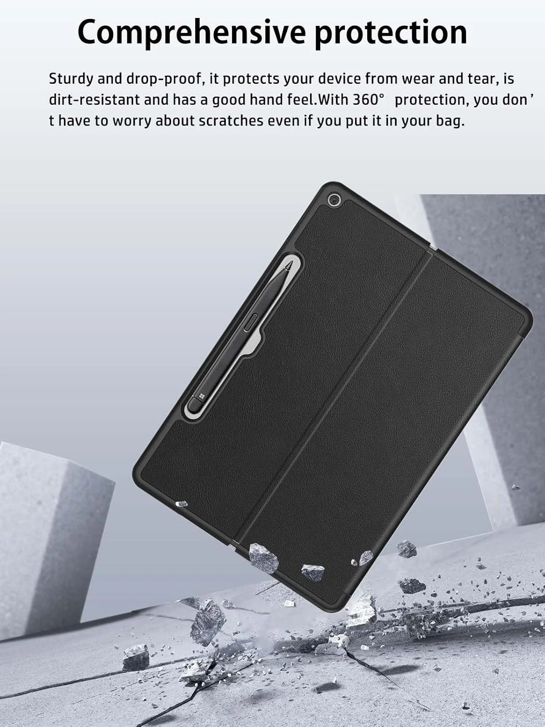 کیف محافظ تبلت مایکروسافت Surface Pro 12 اینچی، کاور محافظ تبلت NOUKAJU، عملکرد براکت، مقاوم در برابر افتادن، ضد خش، کیف محافظ برای Surface Pro 12 (مشکی)