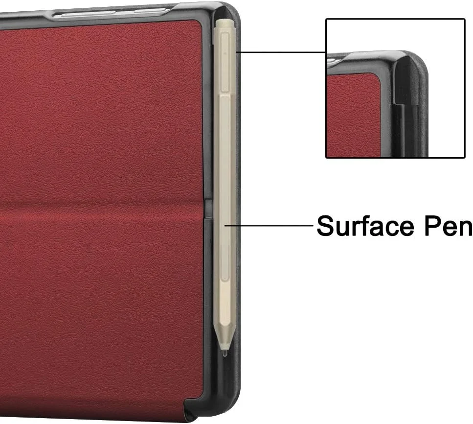 کیف تبلت RanTuo برای مایکروسافت Surface Go 3، چرم PU، سبک و نازک، ضد آب، ضد گرد و غبار، محافظ ضد افتادن برای مایکروسافت Surface Go 3. (شرابی)