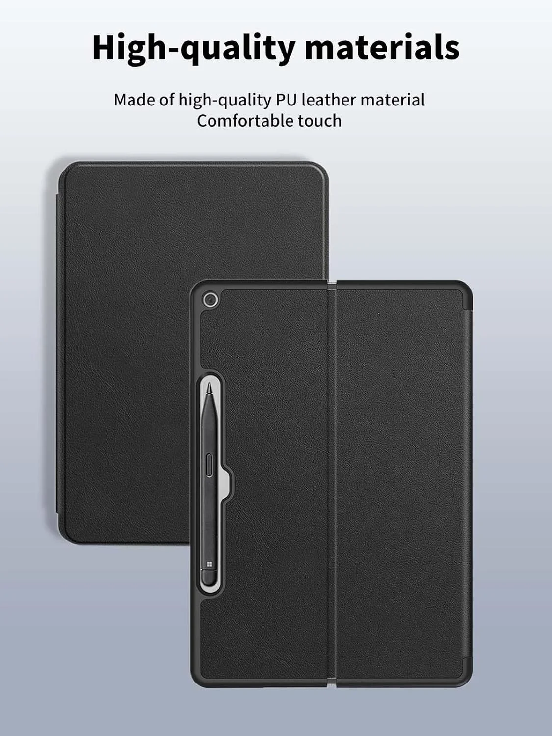 کیف محافظ تبلت مایکروسافت Surface Pro 12 اینچی، کاور محافظ تبلت NOUKAJU، عملکرد براکت، مقاوم در برابر افتادن، ضد خش، کیف محافظ برای Surface Pro 12 (مشکی)