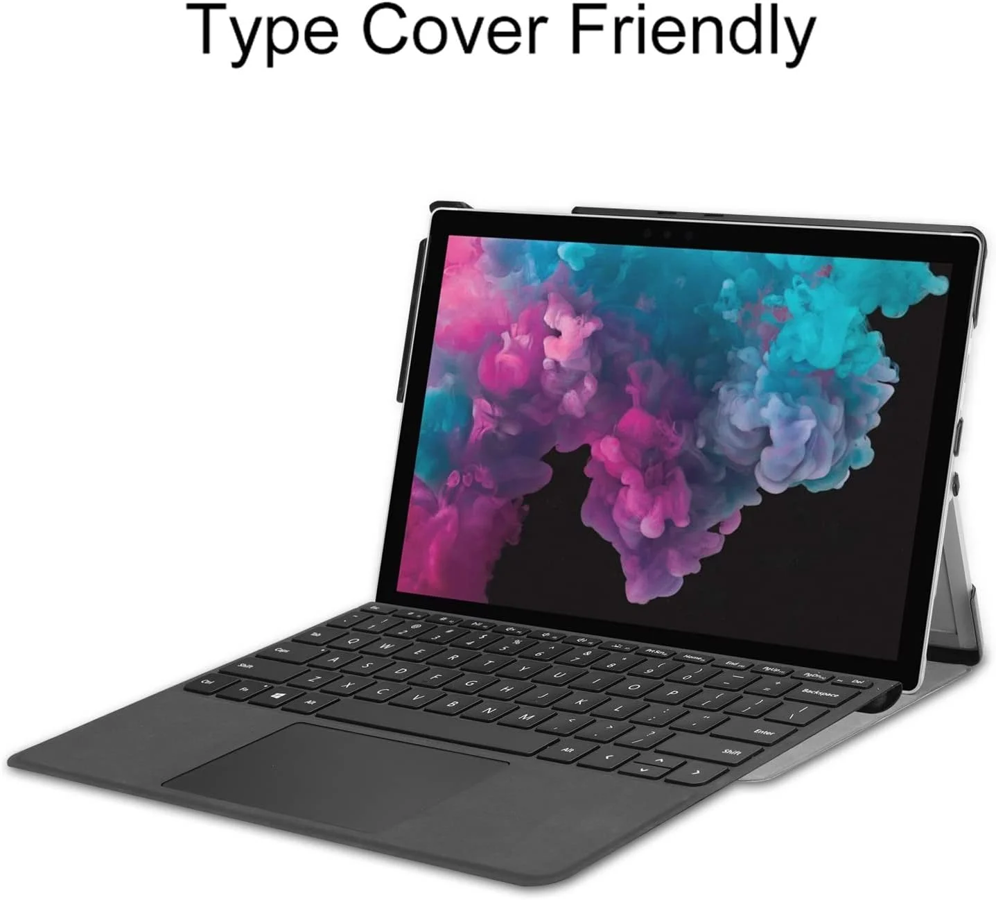 کیف تبلت مناسب برای مایکروسافت Surface Pro 7 / PRO 6 / PRO 5 / PRO 4 سایز 12.3 اینچ، کیف هوشمند باریک سه تایی تاشو، کیف محافظ تبلت با روکش سخت و زاویه دید چندگانه (شرابی)