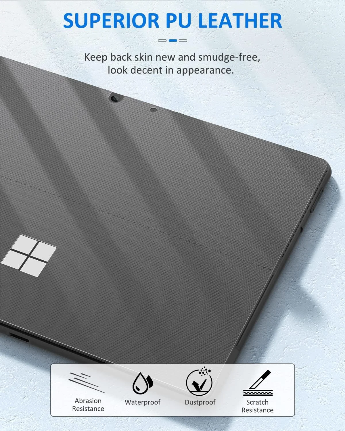 برچسب محافظ پشتی تبلت MoKo برای مایکروسافت سرفیس پرو 9 سال 2022 / پرو 8 سال 2021 - 13 اینچ، پوشش محافظ چرمی PU برای سرفیس پرو 9/8 13 اینچ، خاکستری تیره
