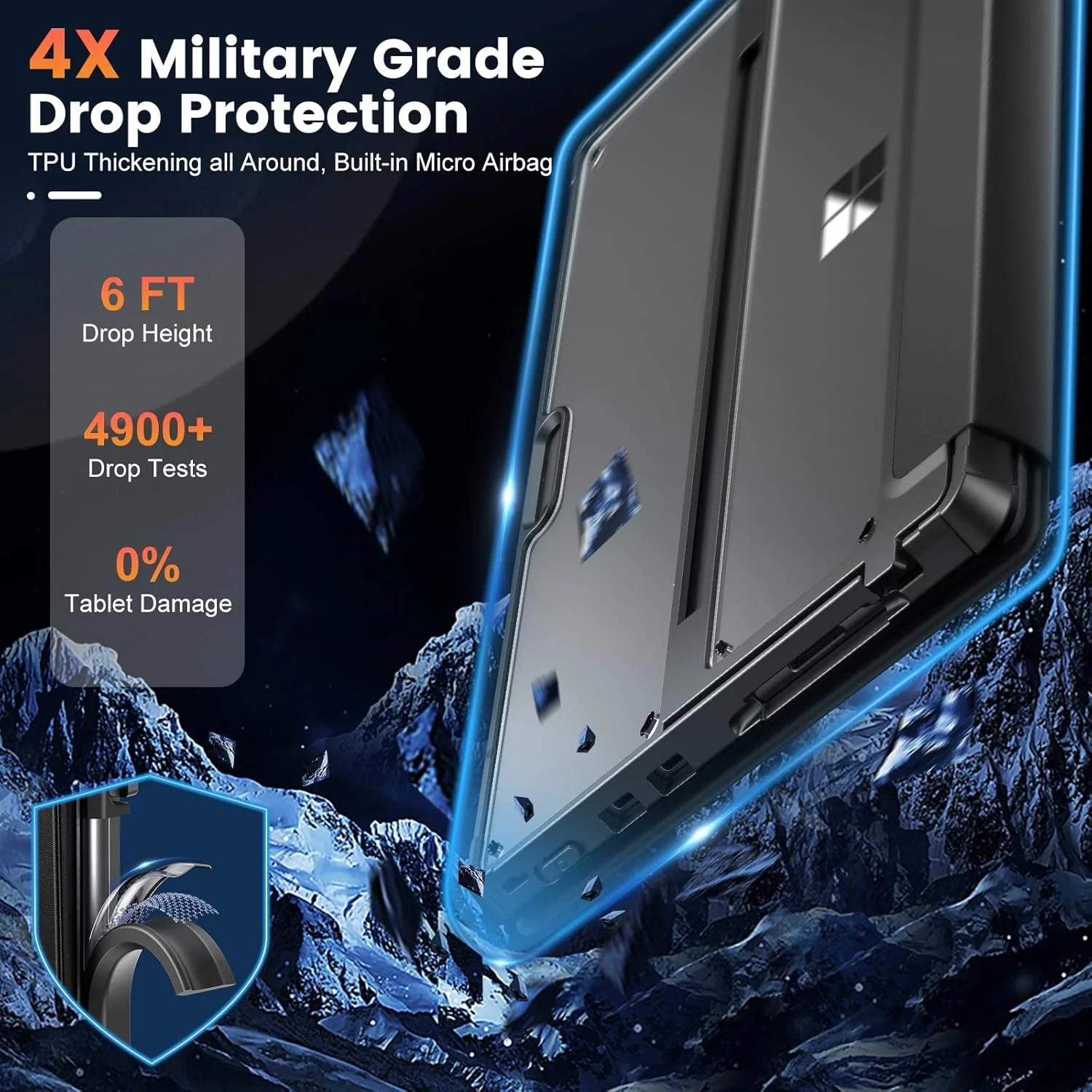 کیف و کاور اینفیلند مایکروسافت سرفیس پرو 8، [محافظت در برابر سقوط در سطح نظامی] [کیف شفاف با کیفیت بالا + کاور چرمی] طراحی شده برای تبلت سرفیس پرو 8 13 اینچی 2021، سازگار با کیبورد تایپ کاور، مشکی