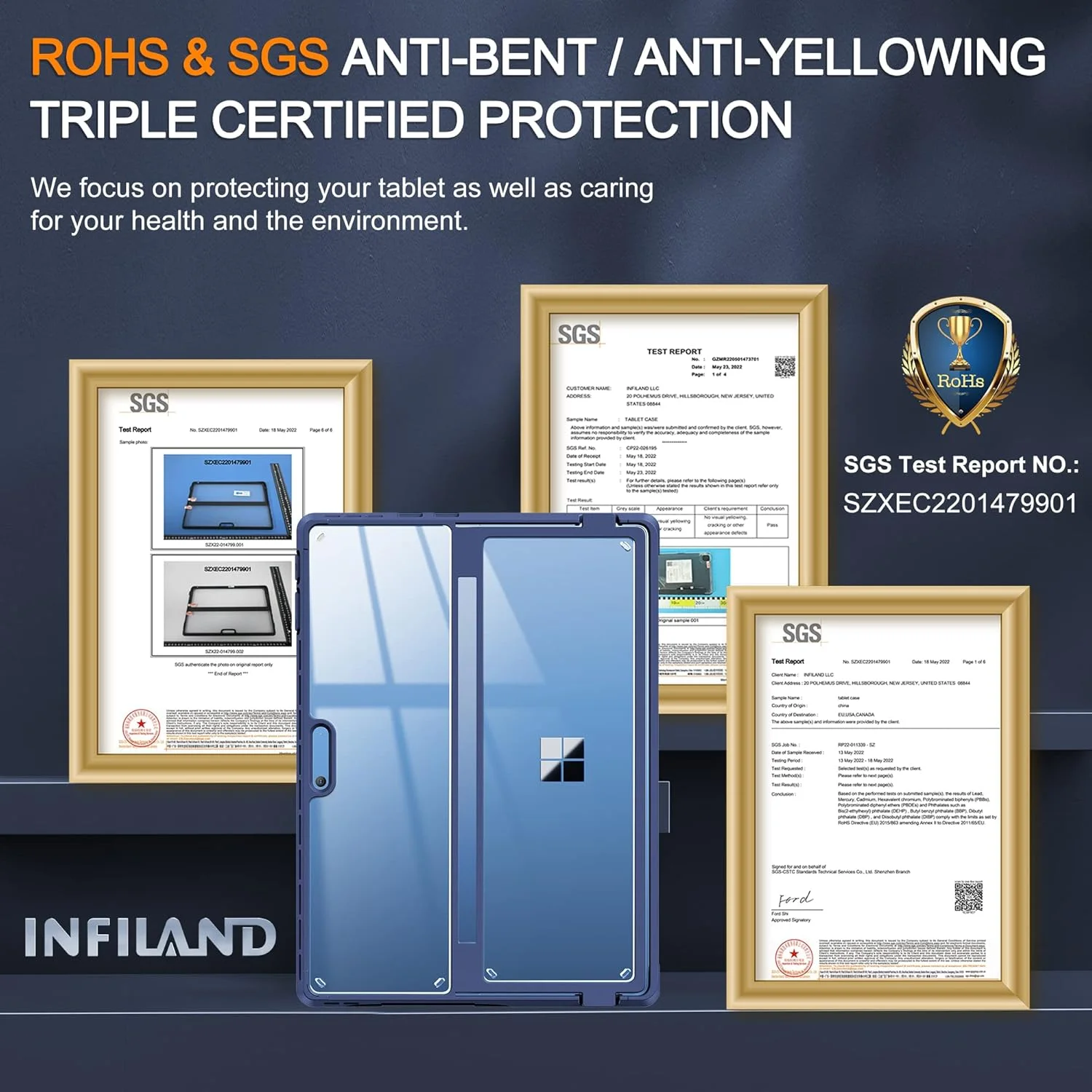 کاور محافظ چند زاویه ای ضد ضربه کریستالی شفاف اینفیلند برای مایکروسافت سرفیس پرو 9/10، سازگار با کیبورد سرفیس پرو سیگنچر و اسلیم پن 2، آبی کاور محافظ چند زاویه ای ضد ضربه کریستالی شفاف اینفیلند برای مایکروسافت سرفیس پرو 9/10، سازگار با کیبورد سرفیس پرو سیگنچر و اسلیم پن 2، آبی