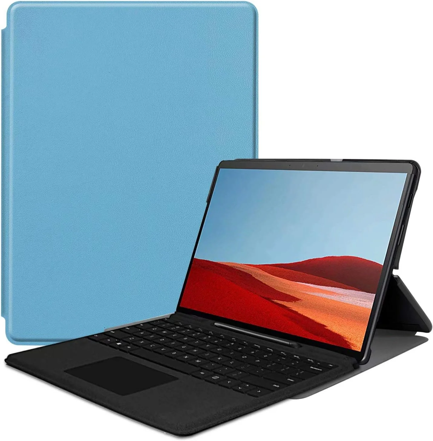 Zrengp for Microsoft Surface Pro X 13" Leather Case, Ultra Slim Folio Stand Lightweight Cover for 13 inch New Surface Pro X 2019 2020 Release(Fit Tablet with Type Cover Keyboard) (Light Blue) Zrengp for Microsoft Surface Pro X 13" Leather Case, Ultra Slim Folio Stand Lightweight Cover for 13 inch New Surface Pro X 2019 2020 Release(Fit Tablet with Type Cover Keyboard) (Light Blue)