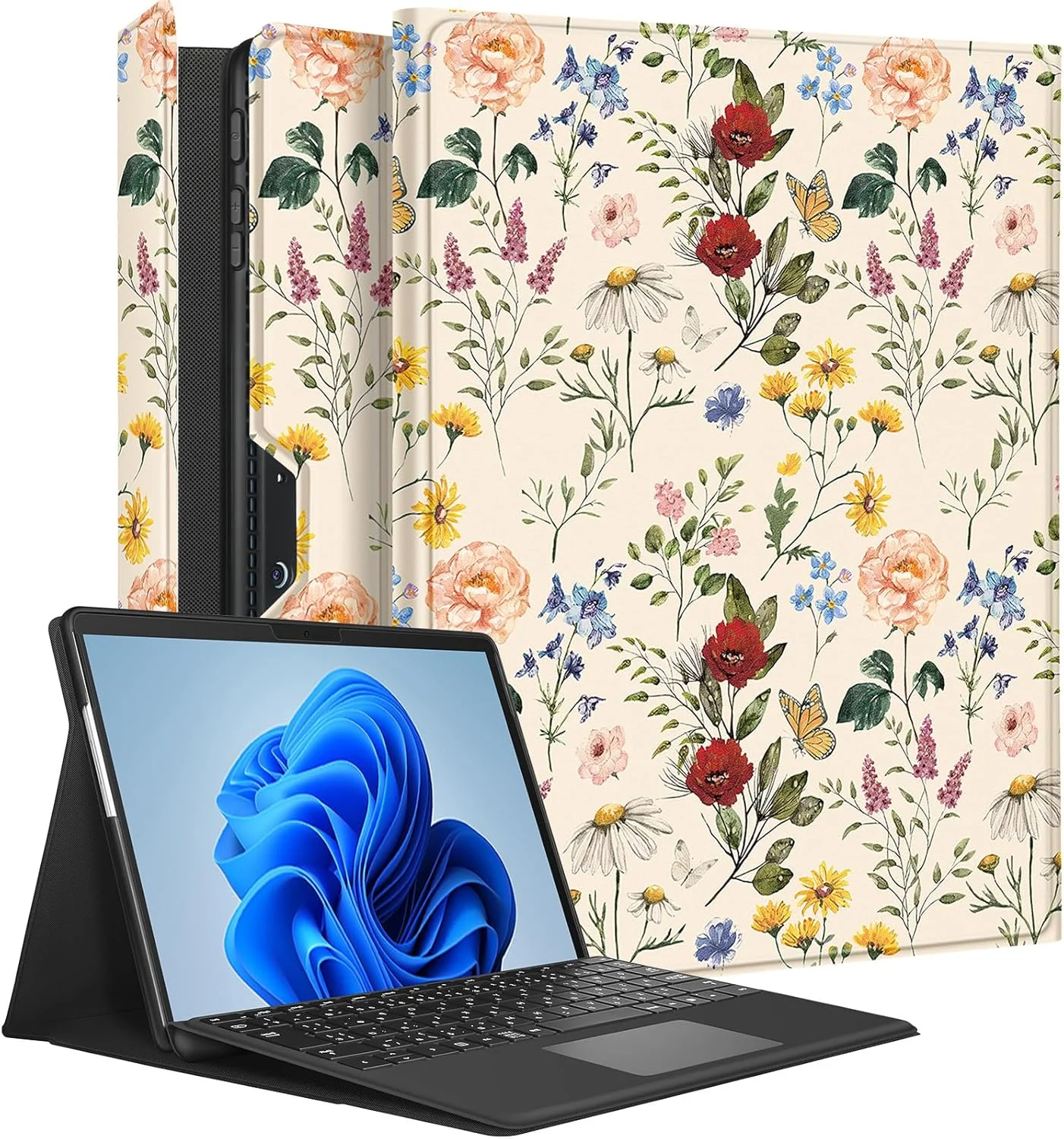 Wazzasoft for Microsoft Surface Pro 9 Case 13 Inch 2022 for Women Cute Girls Folio Cover Flower Floral Luxury Protection Compatible with Type Cover Keyboard for Windows Surface Pro 9 Case 13" Tablet Wazzasoft for Microsoft Surface Pro 9 Case 13 Inch 2022 for Women Cute Girls Folio Cover Flower Floral Luxury Protection Compatible with Type Cover Keyboard for Windows Surface Pro 9 Case 13" Tablet