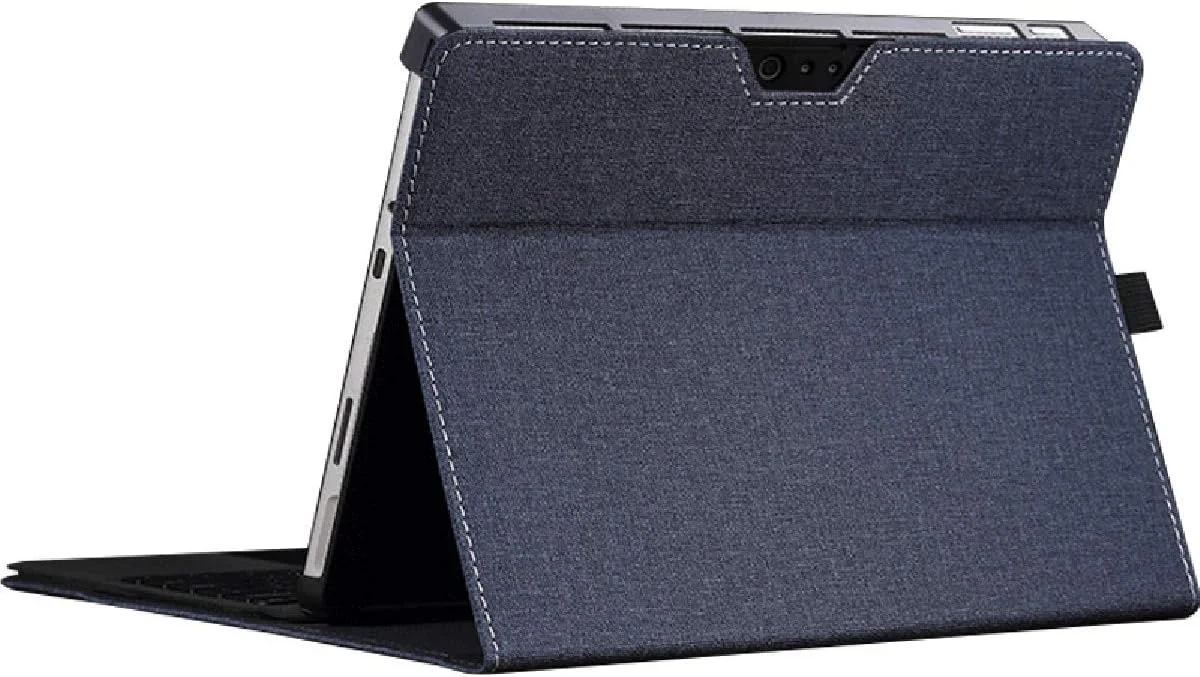 کاور محافظ برای مایکروسافت Surface Pro 7 / Pro 6 / Pro 5 / Pro 4 با نگهدارنده قلم، کاور باریک و سبک پلی استر 12.3 اینچی با قابلیت تنظیم چند زاویه، سازگار با کیبورد Type Cover (12.3 اینچ، آبی) کاور محافظ برای مایکروسافت Surface Pro 7 / Pro 6 / Pro 5 / Pro 4 با نگهدارنده قلم، کاور باریک و سبک پلی استر 12.3 اینچی با قابلیت تنظیم چند زاویه، سازگار با کیبورد Type Cover (12.3 اینچ، آبی)