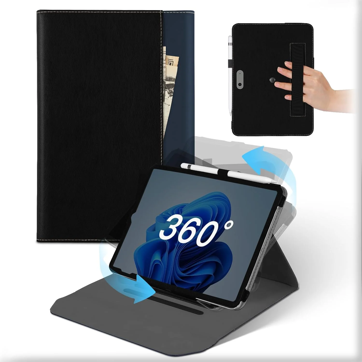 کیف تبلت مایکروسافت سرفیس GO 4 2023 / 3 2021 / 2 2020 / 1 2018 10.5 اینچی، پایه چرخان 360 درجه چرمی با نگهدارنده مداد و جیب، کیف محافظ ضد ضربه مشکی آبی کیف تبلت مایکروسافت سرفیس GO 4 2023 / 3 2021 / 2 2020 / 1 2018 10.5 اینچی، پایه چرخان 360 درجه چرمی با نگهدارنده مداد و جیب، کیف محافظ ضد ضربه مشکی آبی