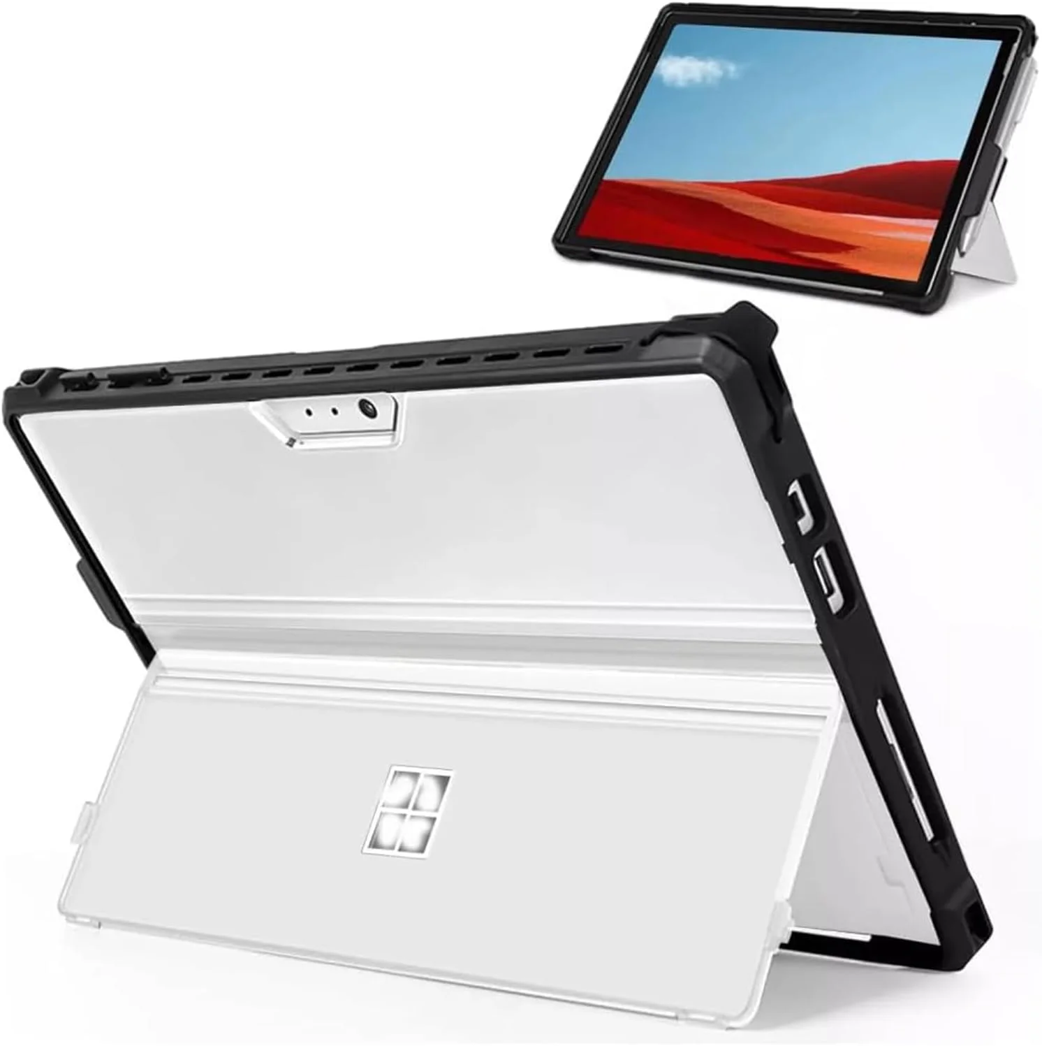 کاور محافظ فندونیو برای سرفیس پرو 7 پلاس، کاور محافظ برای مایکروسافت سرفیس پرو 7/6/5/4/LTE، کاور مقاوم با پایه و جای قلم برای کیبورد تایپ کاور (سفید شفاف) کاور محافظ فندونیو برای سرفیس پرو 7 پلاس، کاور محافظ برای مایکروسافت سرفیس پرو 7/6/5/4/LTE، کاور مقاوم با پایه و جای قلم برای کیبورد تایپ کاور (سفید شفاف)