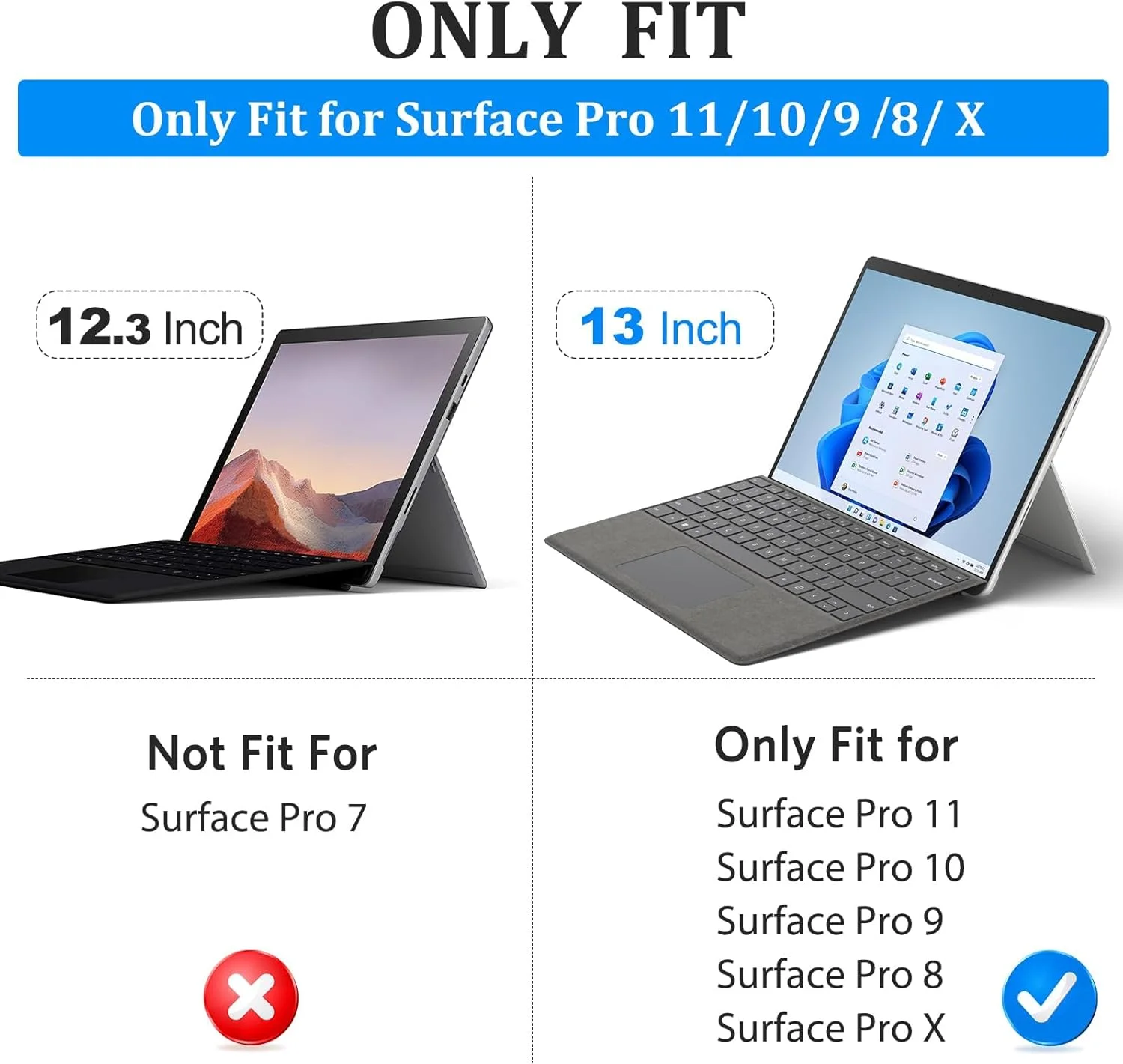 کیف محافظ CoBak برای سرفیس پرو 2024 Copliot PC نسخه 11 - مناسب برای تبلت 13 اینچی مایکروسافت، سازگار با کیبورد و پایه با زاویه های مختلف، سازگار با سرفیس پرو 11 / پرو 10 / پرو 9 / پرو 8 / پرو X