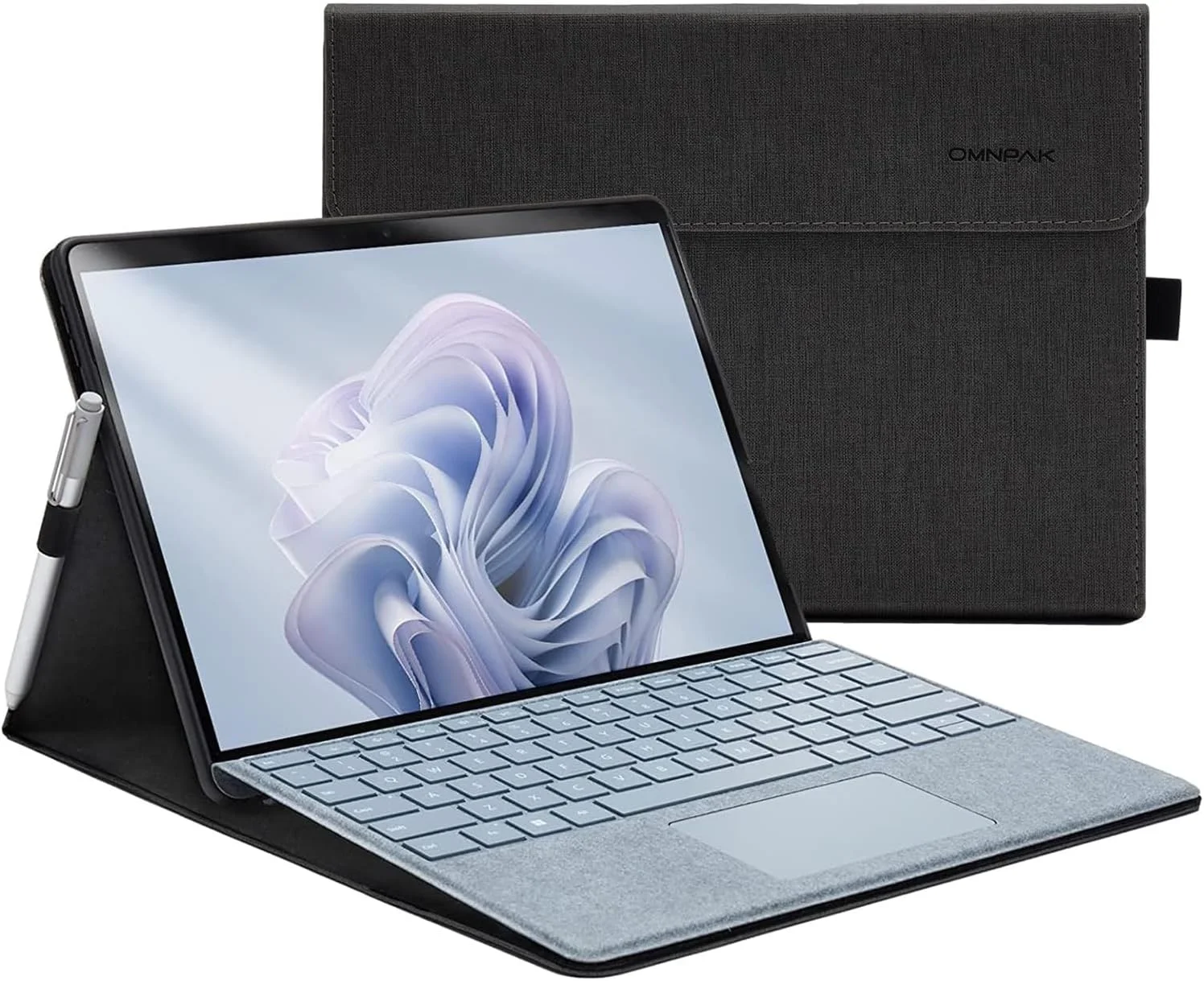 کیف Omnpak برای Microsoft Surface Pro 11 / Surface Pro 10 / Surface Pro 9 13 اینچی، محافظ سبک وزن، چند زاویه، نگهدارنده قلم، سازگار با صفحه کلید Type Cover