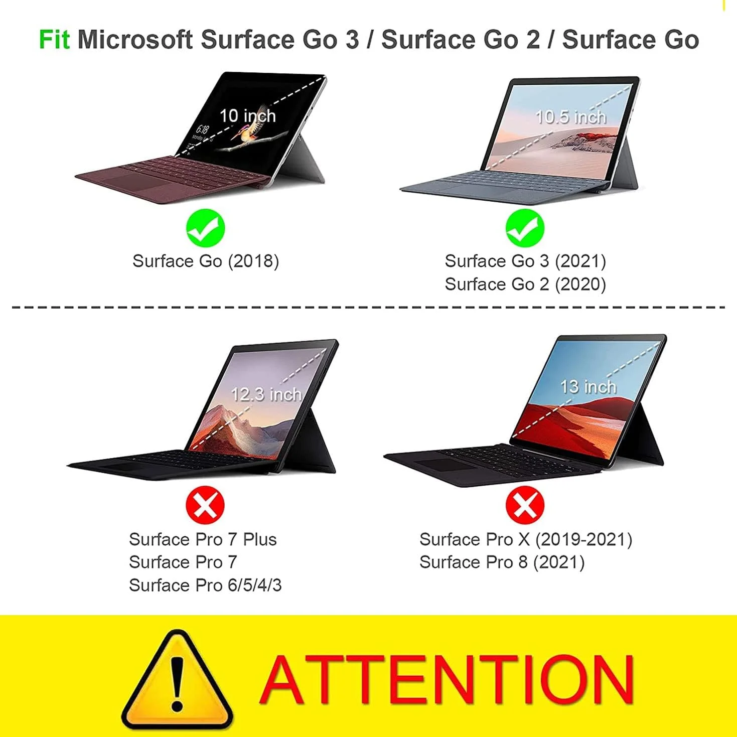 کیف محافظ Excefore برای سرفیس گو 3 2021 / سرفیس گو 2 2020 / سرفیس گو 2018 با نگهدارنده قلم، قابلیت تنظیم زاویه دید چندگانه، مناسب برای کاربری تجاری، سازگار با کیبورد تایپ کاور