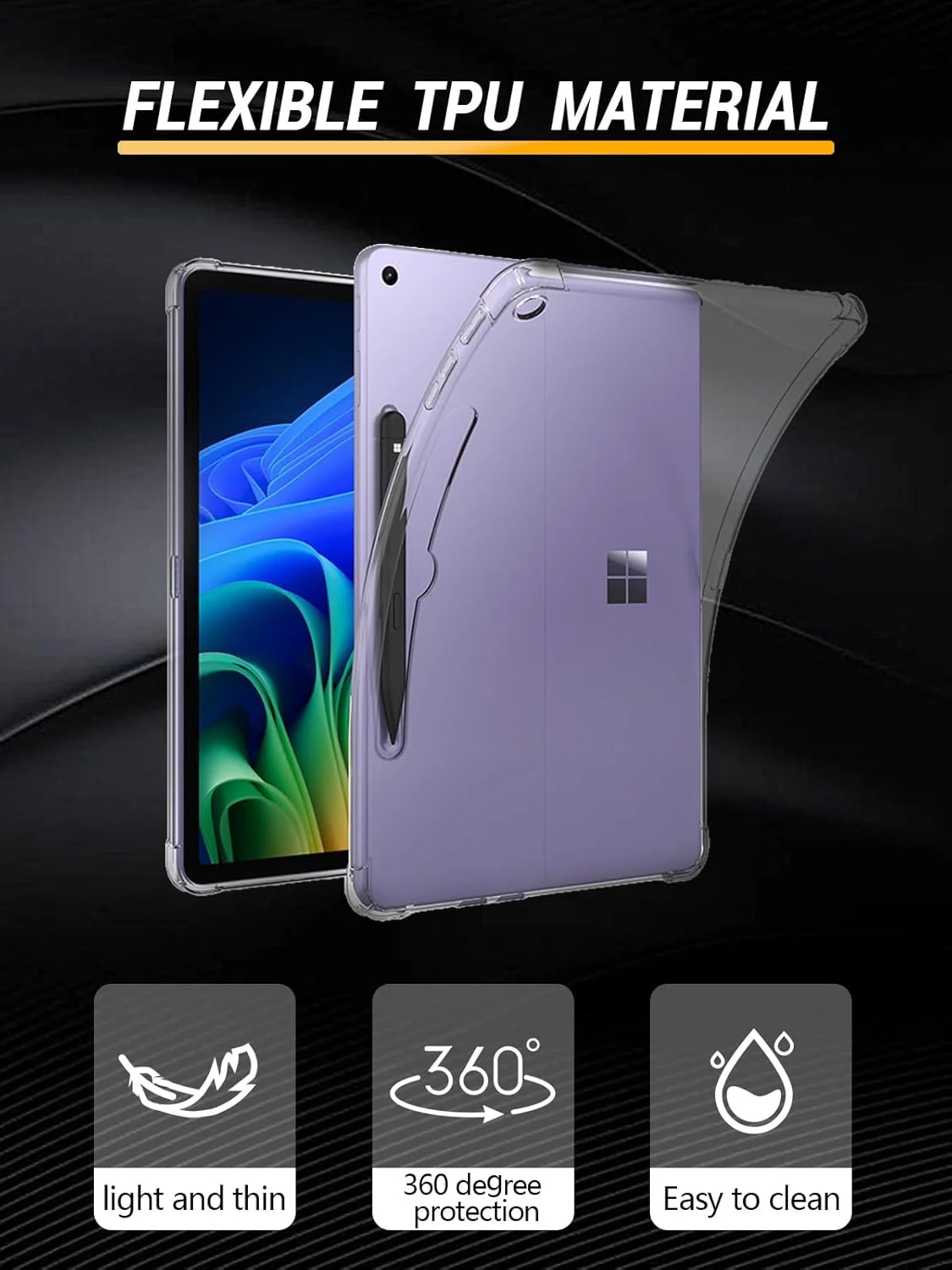 کاور شفاف تبلت مایکروسافت Surface Pro 12 اینچ 2025، کاور انعطاف پذیر TPU ضد ضربه FJIASTB با ایربگ برای تبلت ویندوز 11، سبک وزن (شفاف) کاور شفاف تبلت مایکروسافت Surface Pro 12 اینچ 2025، کاور انعطاف پذیر TPU ضد ضربه FJIASTB با ایربگ برای تبلت ویندوز 11، سبک وزن (شفاف)