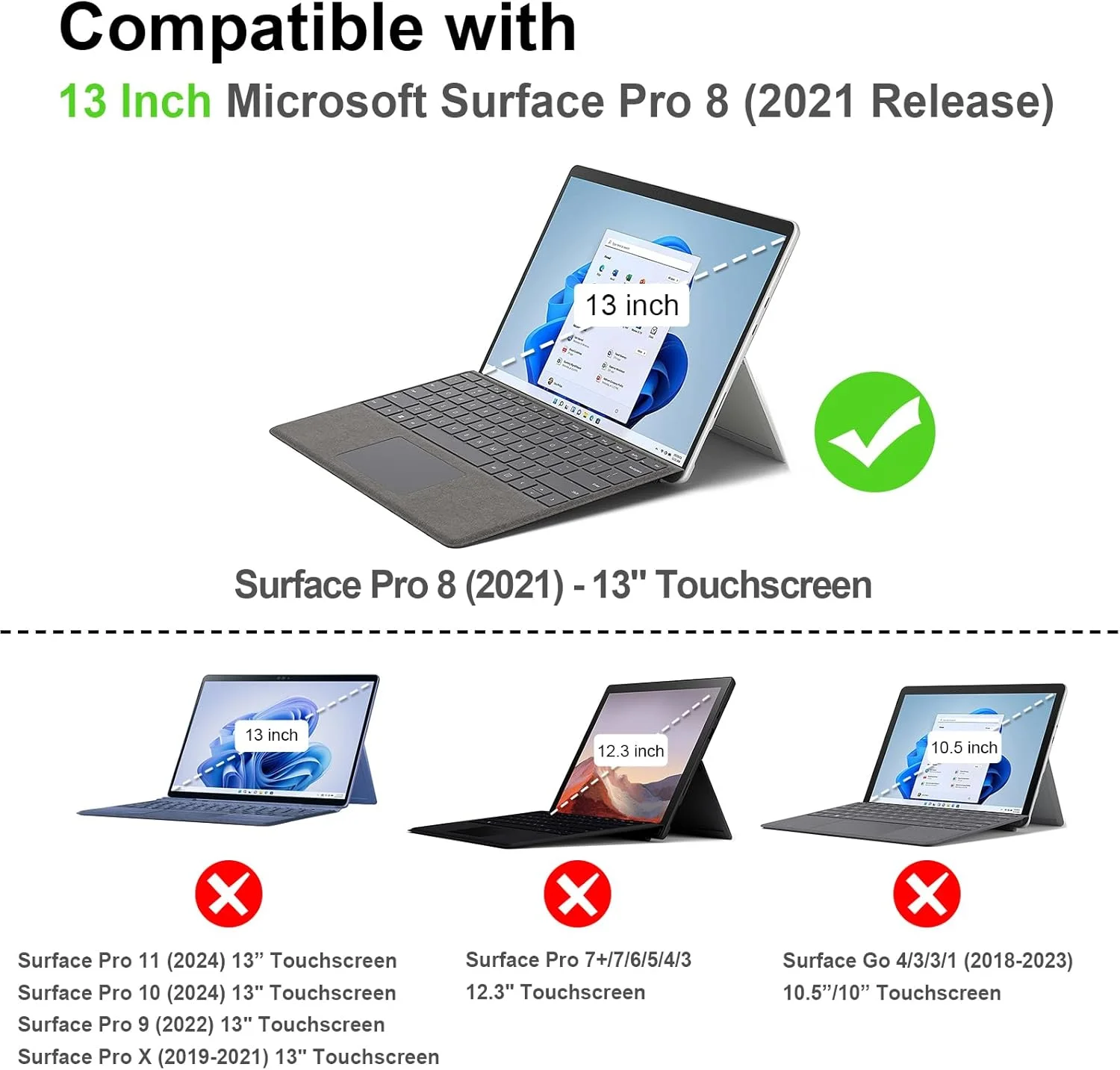 کیف Fintie برای مایکروسافت Surface Pro 8 اینچ 13 (2021) - کیف محافظ چرمی مصنوعی با زاویه دید چندگانه و دارای اسلات های مدارک، سازگار با Type Cover، خاکستری کیف Fintie برای مایکروسافت Surface Pro 8 اینچ 13 (2021) - کیف محافظ چرمی مصنوعی با زاویه دید چندگانه و دارای اسلات های مدارک، سازگار با Type Cover، خاکستری