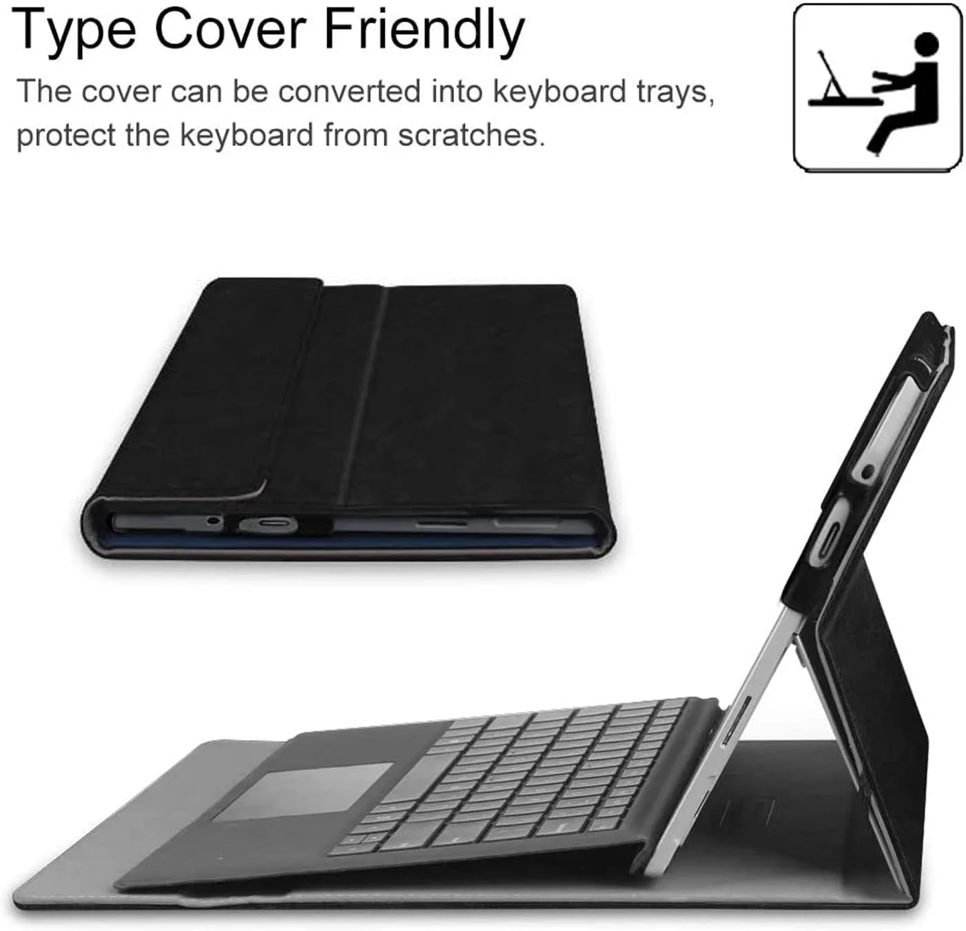 کیف محافظ Excefore برای سرفیس گو 3 2021 / سرفیس گو 2 2020 / سرفیس گو 2018 با نگهدارنده قلم، قابلیت تنظیم زاویه دید چندگانه، مناسب برای کاربری تجاری، سازگار با کیبورد تایپ کاور