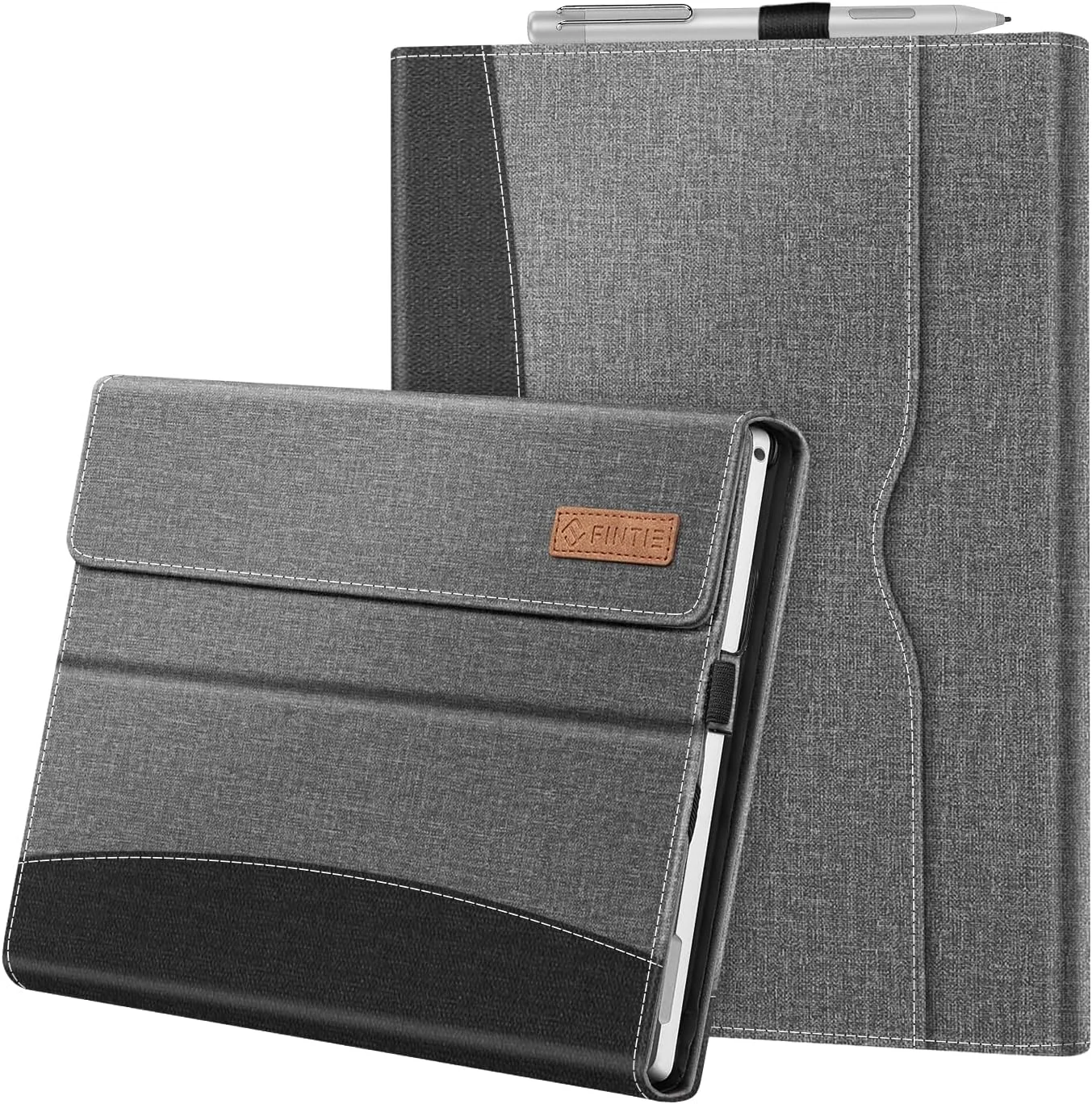 کیف Fintie برای تبلت 12.3 اینچی Microsoft Surface Pro 7 Plus، Surface Pro 7، Surface Pro 6، Pro 5، Pro 4، Pro 3 - کاور تجاری Portfolio با جیب، سازگار با کیبورد Type Cover (خاکستری)