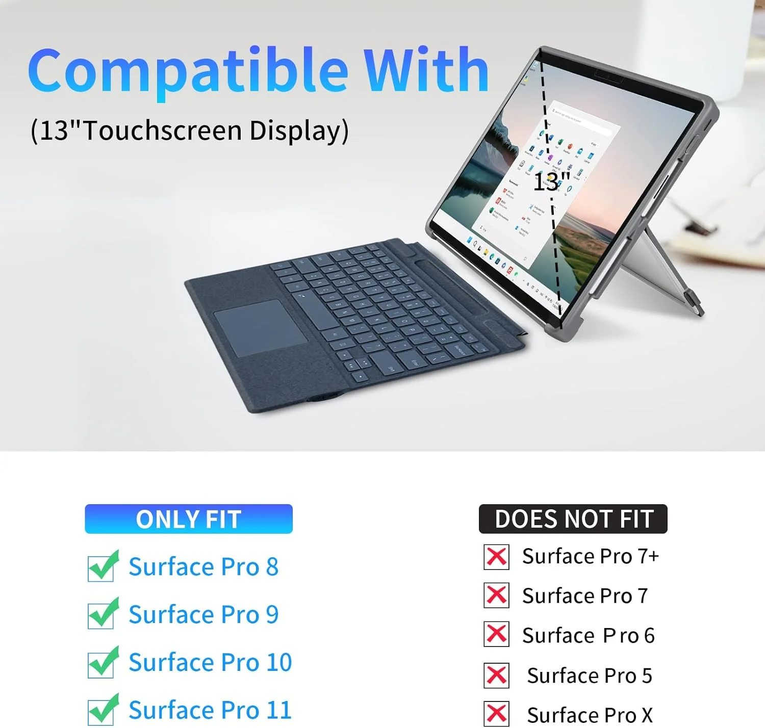 کاور SSS·GRGB مناسب برای مایکروسافت Surface Pro 11/10/9/8 13 اینچی، با پوشش استند، بند دستی، کاور مقاوم یکپارچه سازگار با کیبوردهای Type Cover، خاکستری کاور SSS·GRGB مناسب برای مایکروسافت Surface Pro 11/10/9/8 13 اینچی، با پوشش استند، بند دستی، کاور مقاوم یکپارچه سازگار با کیبوردهای Type Cover، خاکستری
