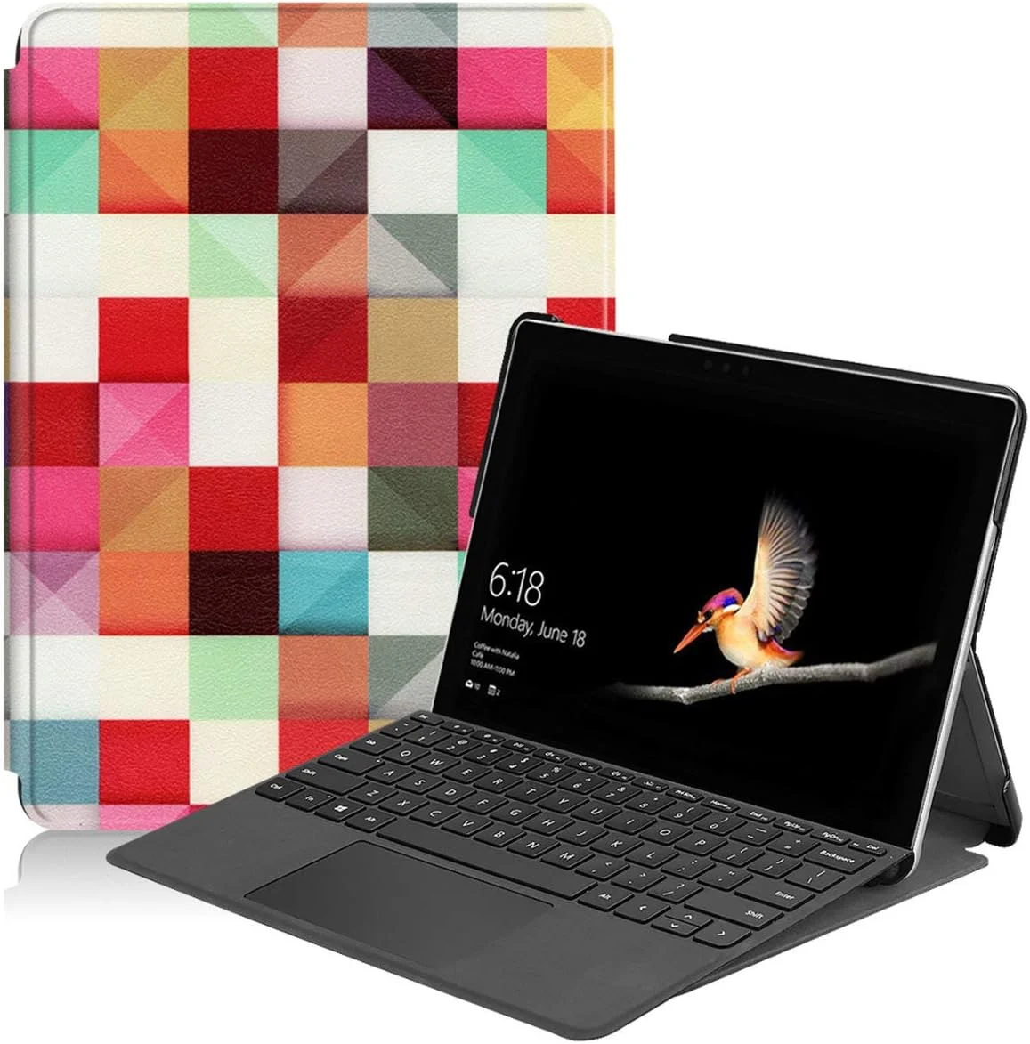 کیف ساتورکیس برای مایکروسافت Surface Go 1 2 3 4، کیف محافظ تبلت چرمی PU زیبا، تاشو، فوق العاده نازک، سبک وزن، با قابلیت استند برای مایکروسافت Surface Go (KN-3) (صفحه کلید شامل نمی شود)