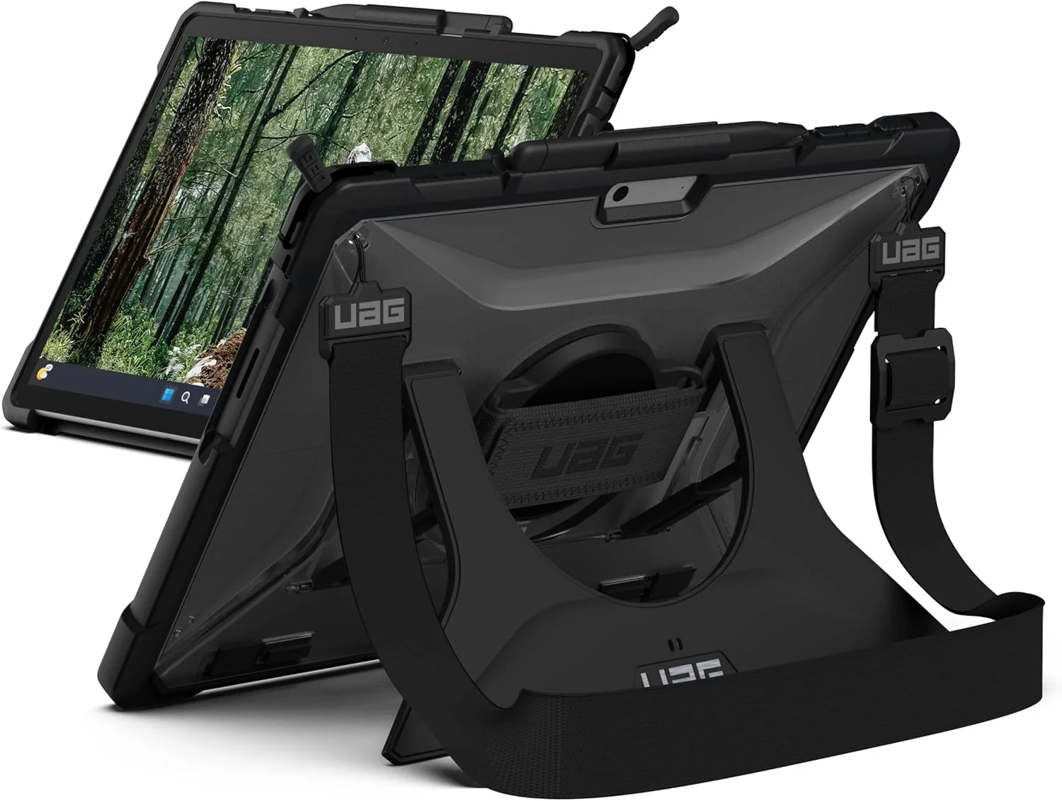 محافظ پلاسما آیس UAG طراحی شده برای مایکروسافت سرفیس پرو 9، کاور محافظتی سبک وزن و مقاوم با پایه چند زاویه ای داخلی، نگهدارنده قلم، بند دستی و بند شانه ای توسط URBAN ARMOR GEAR