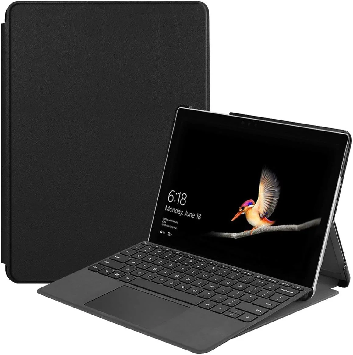 کیف محافظ چرمی ساتورکیس برای مایکروسافت Surface Go 1 2 3 4، کیف تاشو با قابلیت استند، فوق العاده باریک و سبک وزن، مناسب برای محافظت از مایکروسافت Surface Go 1 2 3 4 (مشکی) (کیبورد شامل نمی شود)