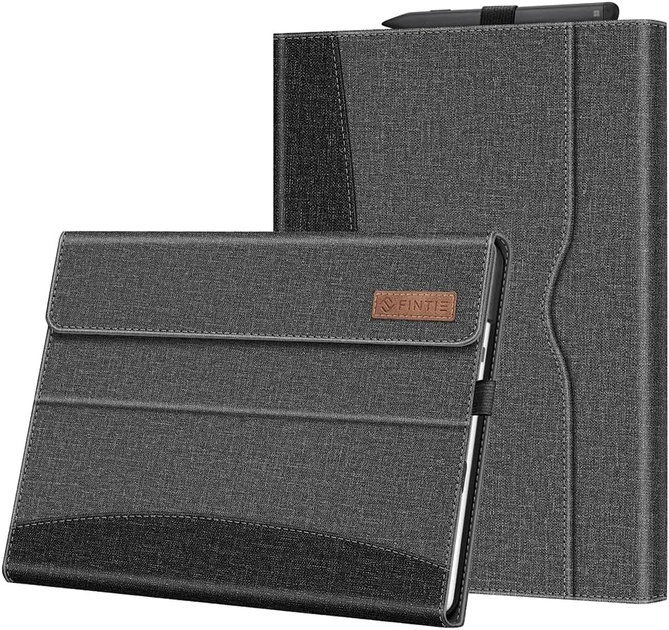 کیف محافظ Fintie برای تبلت 13 اینچی Microsoft Surface Pro 9 / Pro 9 5G (مدل 2022) - کاور تجاری چند زاویه ای با جیب و نگهدارنده قلم، سازگار با کیبورد Type Cover، خاکستری