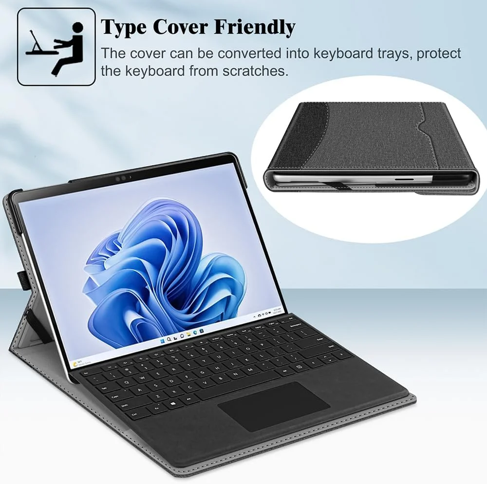 کیف محافظ Fintie برای تبلت 13 اینچی Microsoft Surface Pro 9 / Pro 9 5G (مدل 2022) - کاور تجاری چند زاویه ای با جیب و نگهدارنده قلم، سازگار با کیبورد Type Cover، خاکستری کیف محافظ Fintie برای تبلت 13 اینچی Microsoft Surface Pro 9 / Pro 9 5G (مدل 2022) - کاور تجاری چند زاویه ای با جیب و نگهدارنده قلم، سازگار با کیبورد Type Cover، خاکستری
