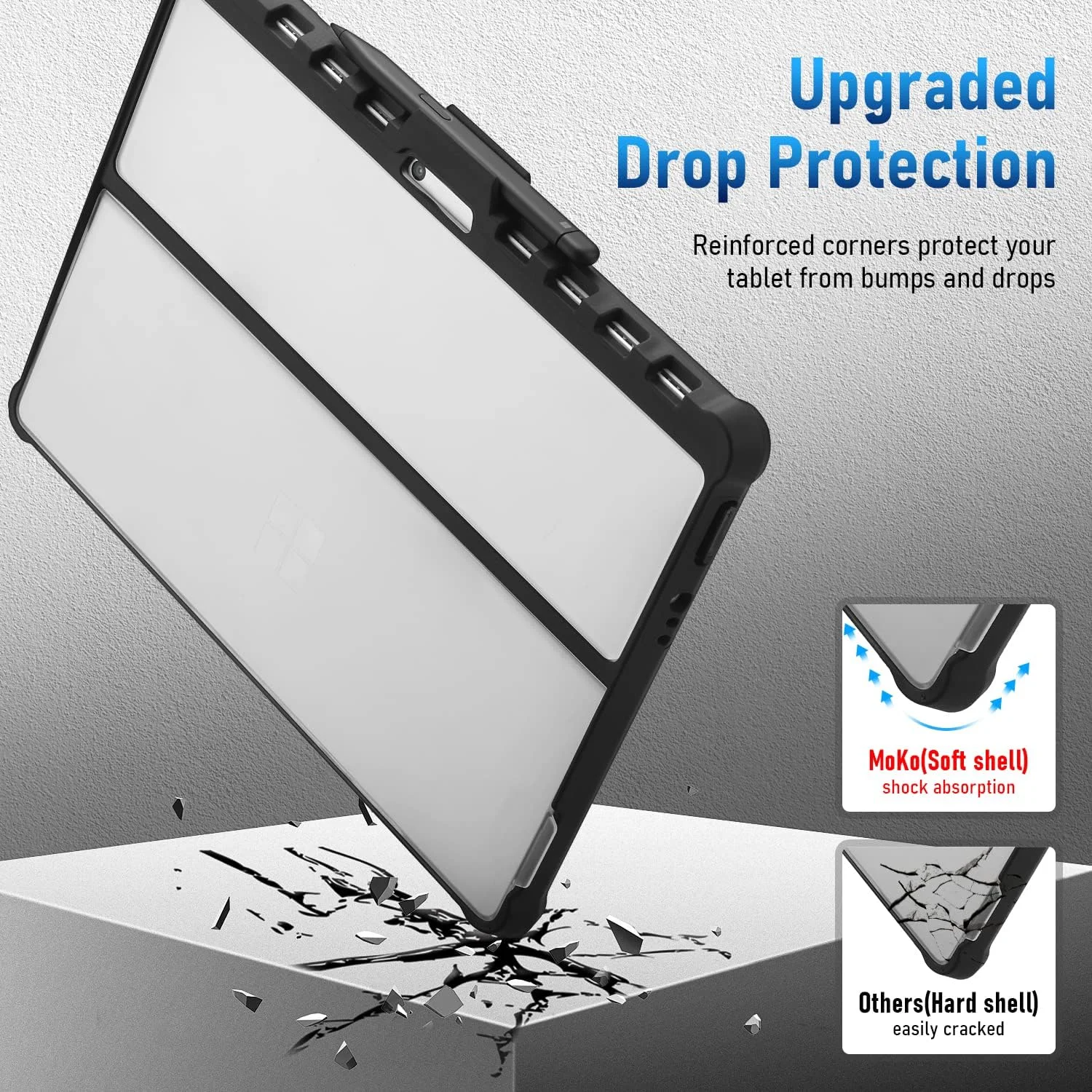 کیف محافظ تبلت مایکروسافت Surface Pro 8 (2021) Youtec، دارای بند دستی + ضد ضربه چند زاویه ای، پوشش محافظ یکپارچه با پایه نگهدارنده محکم، مشکی کیف محافظ تبلت مایکروسافت Surface Pro 8 (2021) Youtec، دارای بند دستی + ضد ضربه چند زاویه ای، پوشش محافظ یکپارچه با پایه نگهدارنده محکم، مشکی