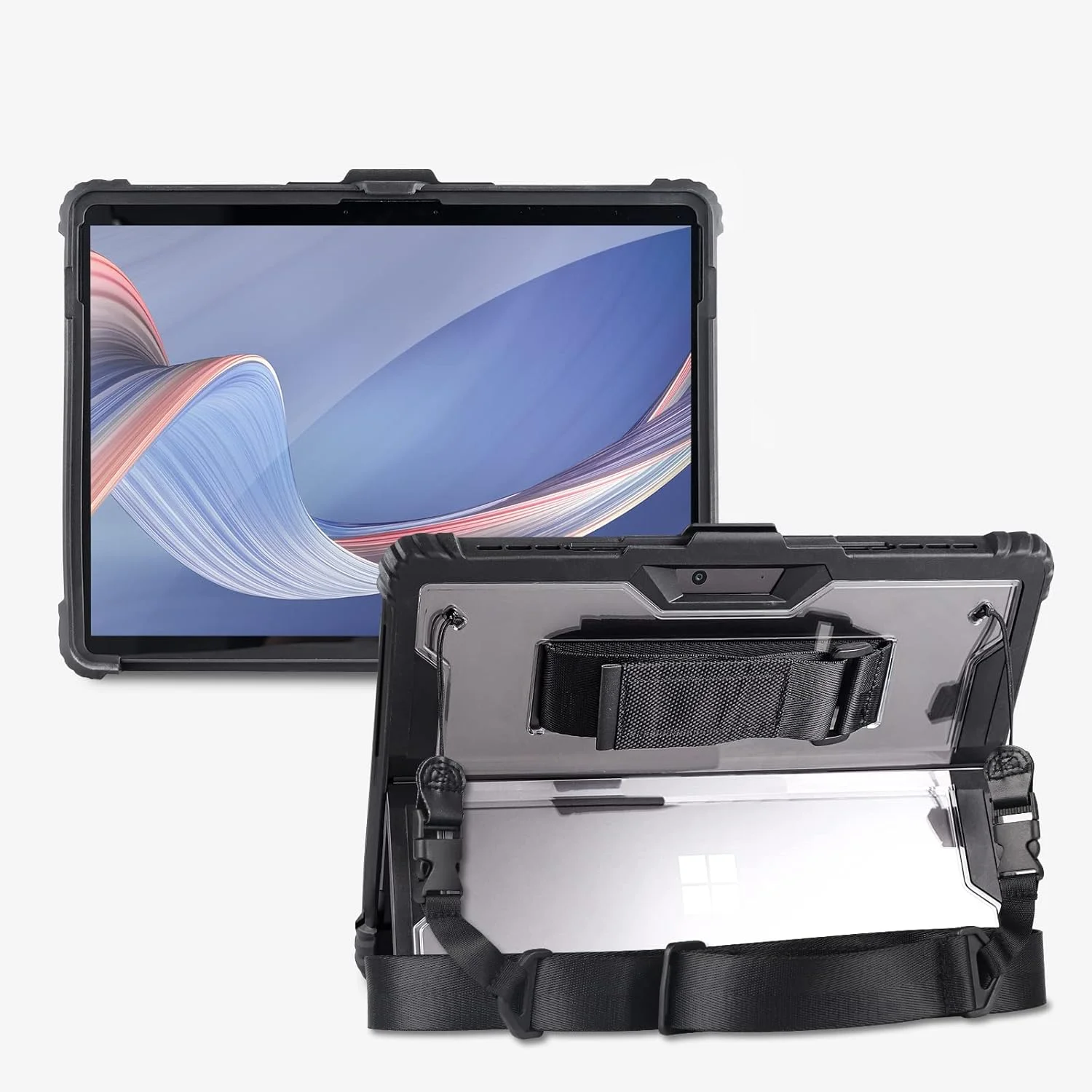 کیف محافظ برای مایکروسافت Surface Pro 11/10/9 – کاور مقاوم در برابر ضربه با بند شانه، بند دستی و نگهدارنده قلم – کیف مقاوم در برابر افتادن مناسب کار و سفر برای تبلت های Surface Pro