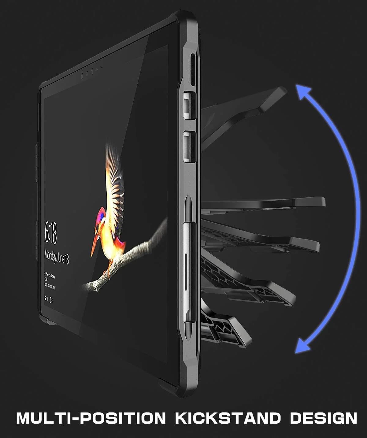 کاور محافظ SUPCASE [سری UB PRO] طراحی شده برای مایکروسافت Surface Pro 6، کاور محافظ مقاوم تمام بدنه با پایه نگهدارنده سازگار با Surface Pro 5 2017/Pro 4 2015 - مشکی