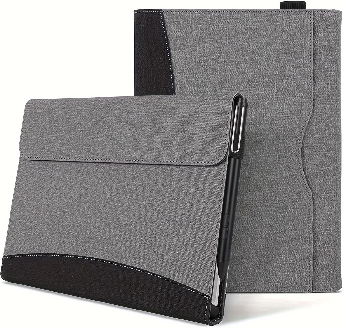 کیف محافظ چرمی Heycase Fashion Splicing PU برای سرفیس پرو 11/10/9 13 اینچی، با جای قلم، محافظت جامع TPU نرم تبلت، مشکی+خاکستری