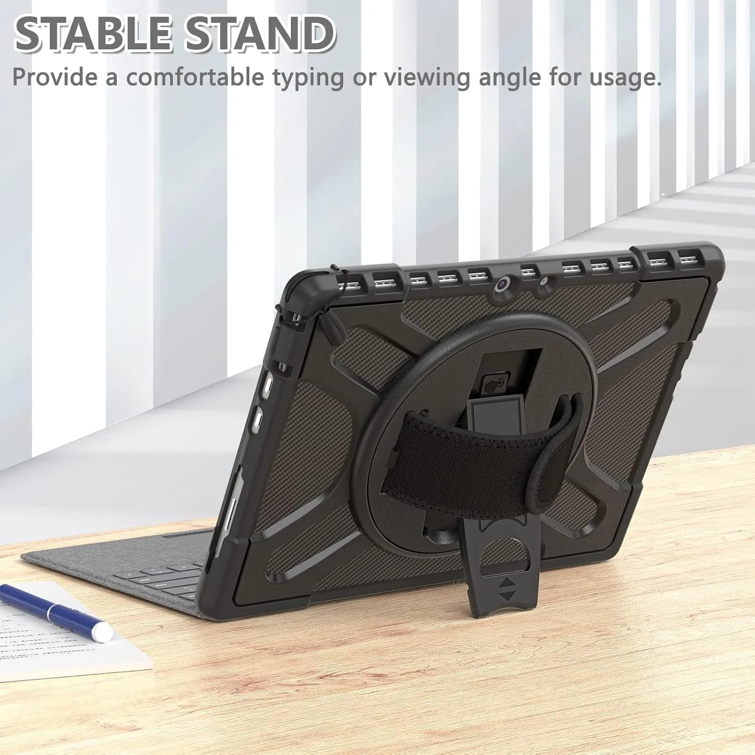 کیف محافظ TERRIFI برای مایکروسافت Surface Pro 8 ۱۳ اینچی ۲۰۲۱، کیف محافظ مقاوم در برابر ضربه با پایه چرخان، بند دستی و نگهدارنده قلم، سازگار با صفحه کلید Type Cover کیف محافظ TERRIFI برای مایکروسافت Surface Pro 8 ۱۳ اینچی ۲۰۲۱، کیف محافظ مقاوم در برابر ضربه با پایه چرخان، بند دستی و نگهدارنده قلم، سازگار با صفحه کلید Type Cover