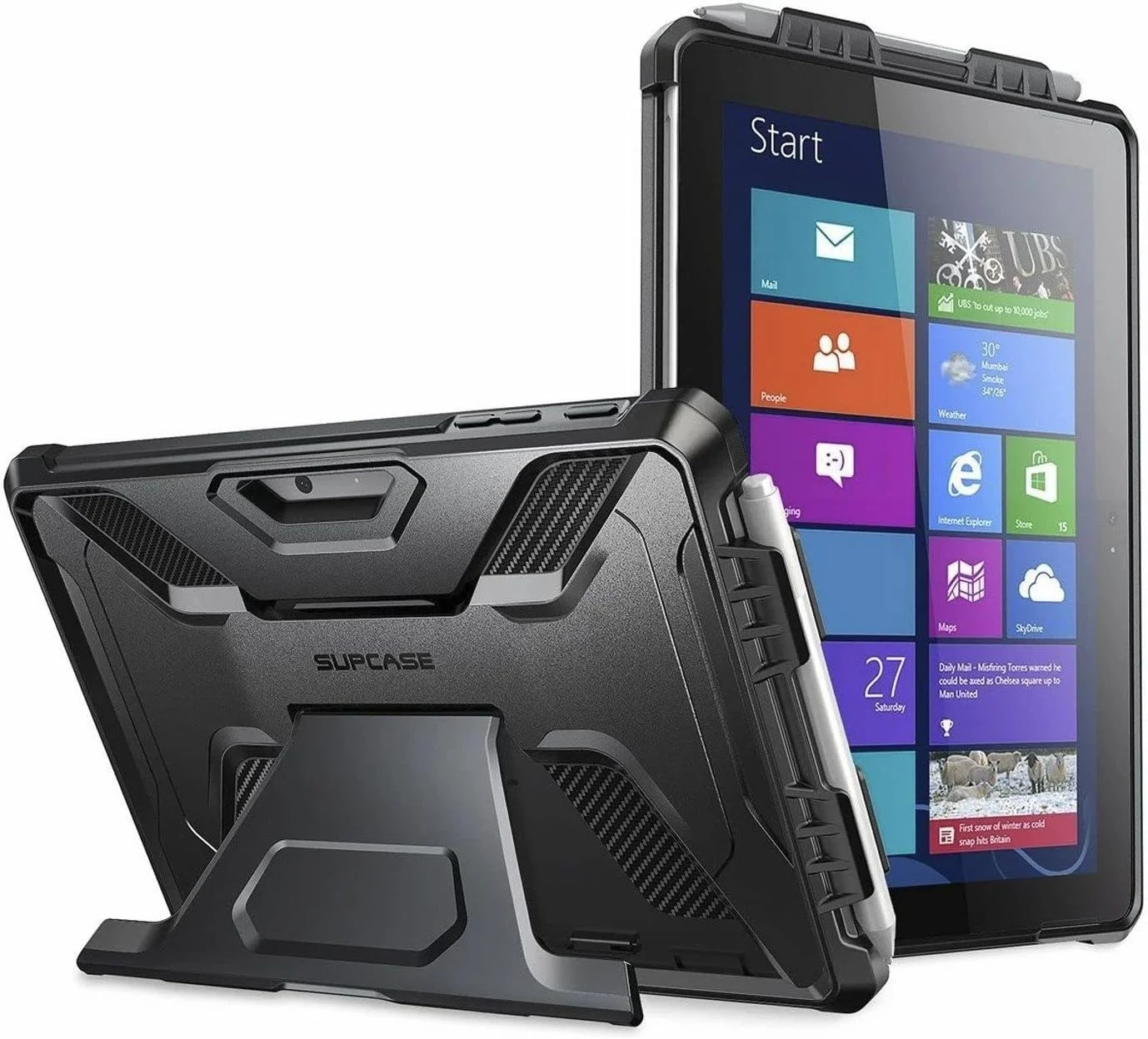 کاور محافظتی SUPCASE [سری UB PRO] طراحی شده برای تبلت Microsoft Surface Go، کاور محافظتی مقاوم با پایه نگهدارنده - مشکی