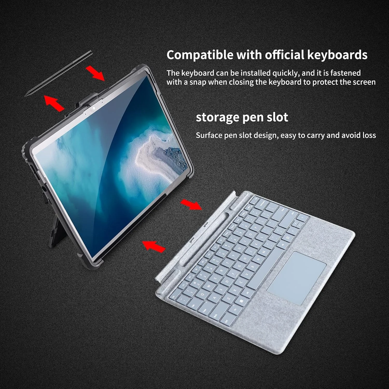 کیف محافظ برای مایکروسافت Surface Pro 11/10/9 – کاور مقاوم در برابر ضربه با بند شانه، بند دستی و نگهدارنده قلم – کیف مقاوم در برابر افتادن مناسب کار و سفر برای تبلت های Surface Pro کیف محافظ برای مایکروسافت Surface Pro 11/10/9 – کاور مقاوم در برابر ضربه با بند شانه، بند دستی و نگهدارنده قلم – کیف مقاوم در برابر افتادن مناسب کار و سفر برای تبلت های Surface Pro