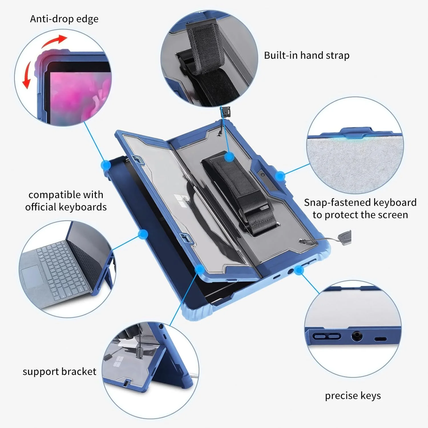 کیف محافظ برای مایکروسافت Surface Pro 11/10/9 – کاور مقاوم در برابر ضربه با بند شانه، بند دستی و نگهدارنده قلم – کیف مقاوم در برابر افتادن مناسب کار و سفر برای تبلت های Surface Pro کیف محافظ برای مایکروسافت Surface Pro 11/10/9 – کاور مقاوم در برابر ضربه با بند شانه، بند دستی و نگهدارنده قلم – کیف مقاوم در برابر افتادن مناسب کار و سفر برای تبلت های Surface Pro