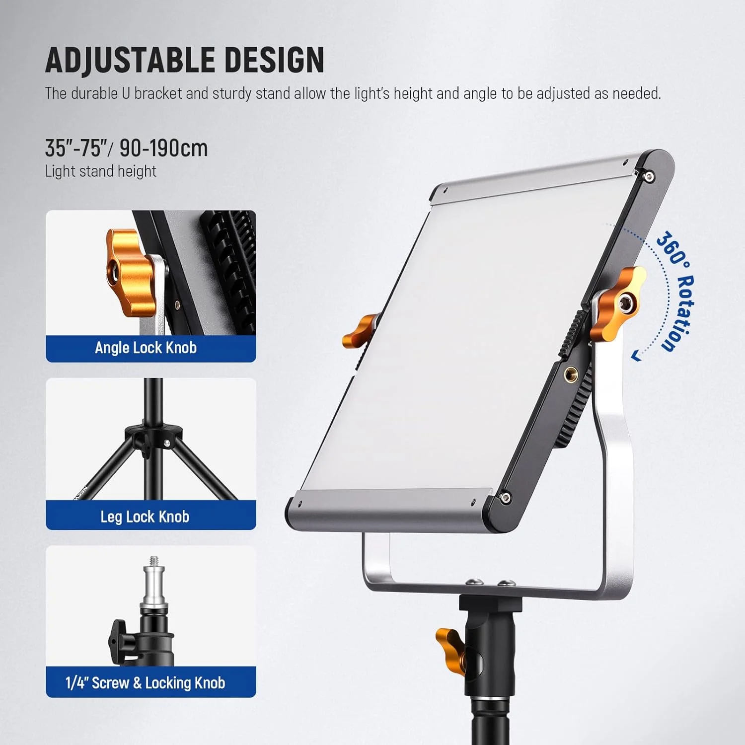 Neewer 2 Pack Dimmable Bi Color 480 LED Video Light Kit with Two 75" Tripod Stands/U Bracket, 3200K-5600K CRI96+ LED Panel Light for YouTube Recording Studio Photography Streaming Key Lighting