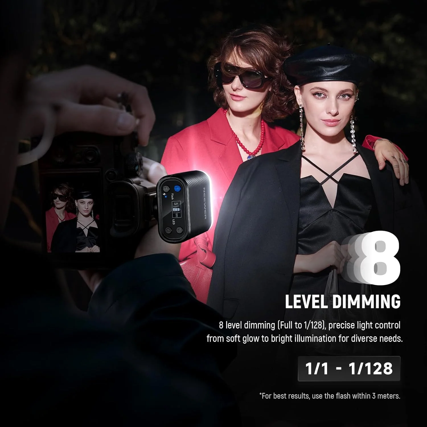 فلاش دوربین کوچک NEEWER BASICS با نور پرکننده LED ویدئویی/صفحه نمایش LCD/800mAh، سازگار با دوربین های DSLR کانن فوجی فیلم سونی نیکون با کفشک استاندارد برای عکاسی استودیویی، نورپردازی، N12L