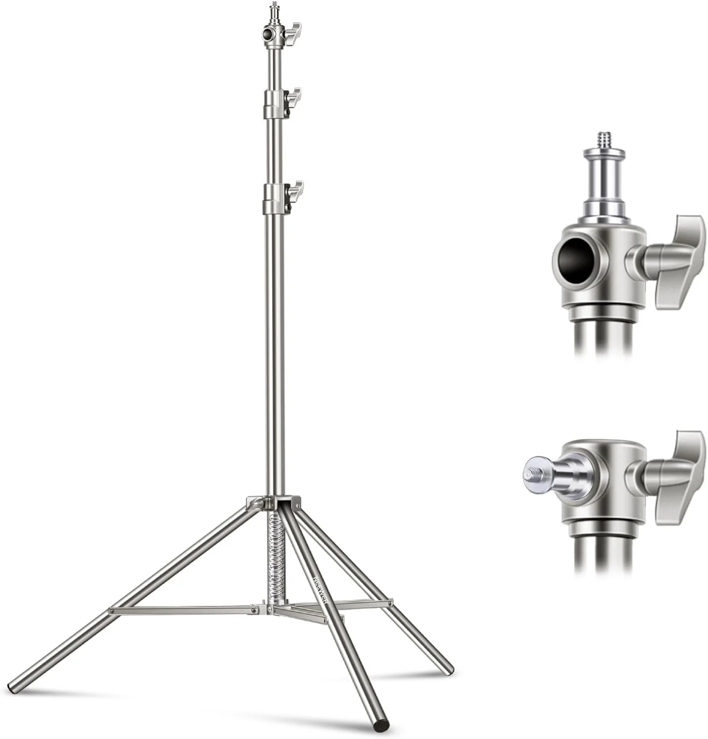 NEEWER 118"/3m Stainless Steel Light Stand, Spring Cushioned Heavy Duty Photography Tripod Stand with 1/4” to 3/8” Universal Screw Adapter for Strobe, LED Video Light, Ring Light, Monolight, Softbox
