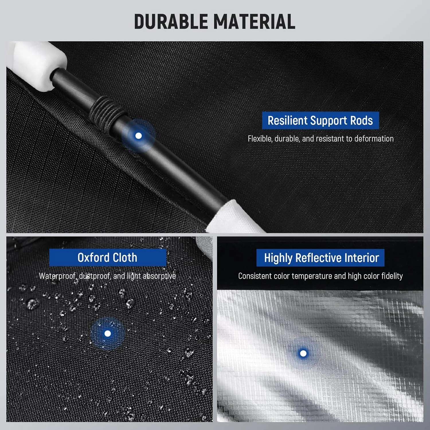 نرم باکس تاشو مربعی سریع نصب NEEWER 40x40 سانتی متر با دیفیوزرها/شبکه لانه زنبوری/کیف، سازگار با مانت بوئنز Godox Aputure 120d چراغ های ویدیویی مداوم Q4 فلاش استودیویی، NS15S