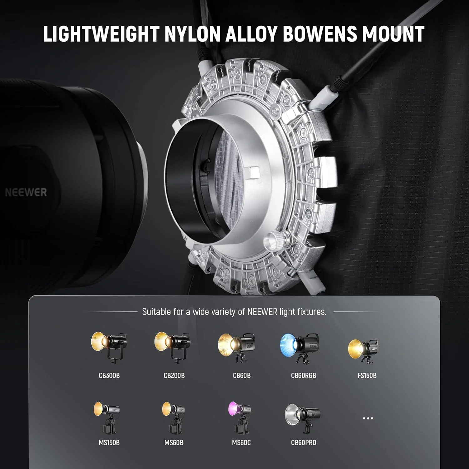 نرم باکس مستطیلی نوئر با نصب سریع و ابعاد 60x90 سانتی متر، مانت بوئنز به همراه دیفیوزر، گرید لانه زنبوری و کیف حمل، سازگار با نورهای ویدیویی گودکس آپوچر 120d، فلاش های استودیویی Q4 و استروب های NS16S