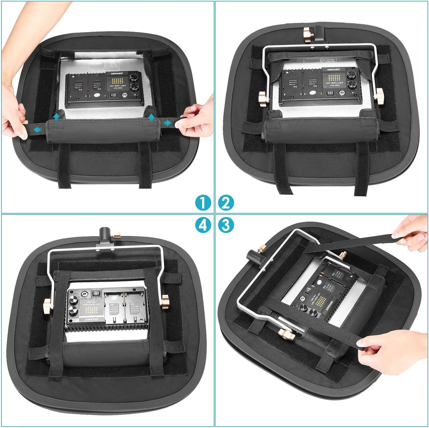 NEEWER بسته 2 عددی سافت باکس پنل LED برای نور ویدئویی 660 480، بیرونی 16.3x6.5 اینچ، داخلی 9.8x8.7 اینچ، دیفیوزر نور تاشو برای استودیوی عکسبرداری و فیلمبرداری