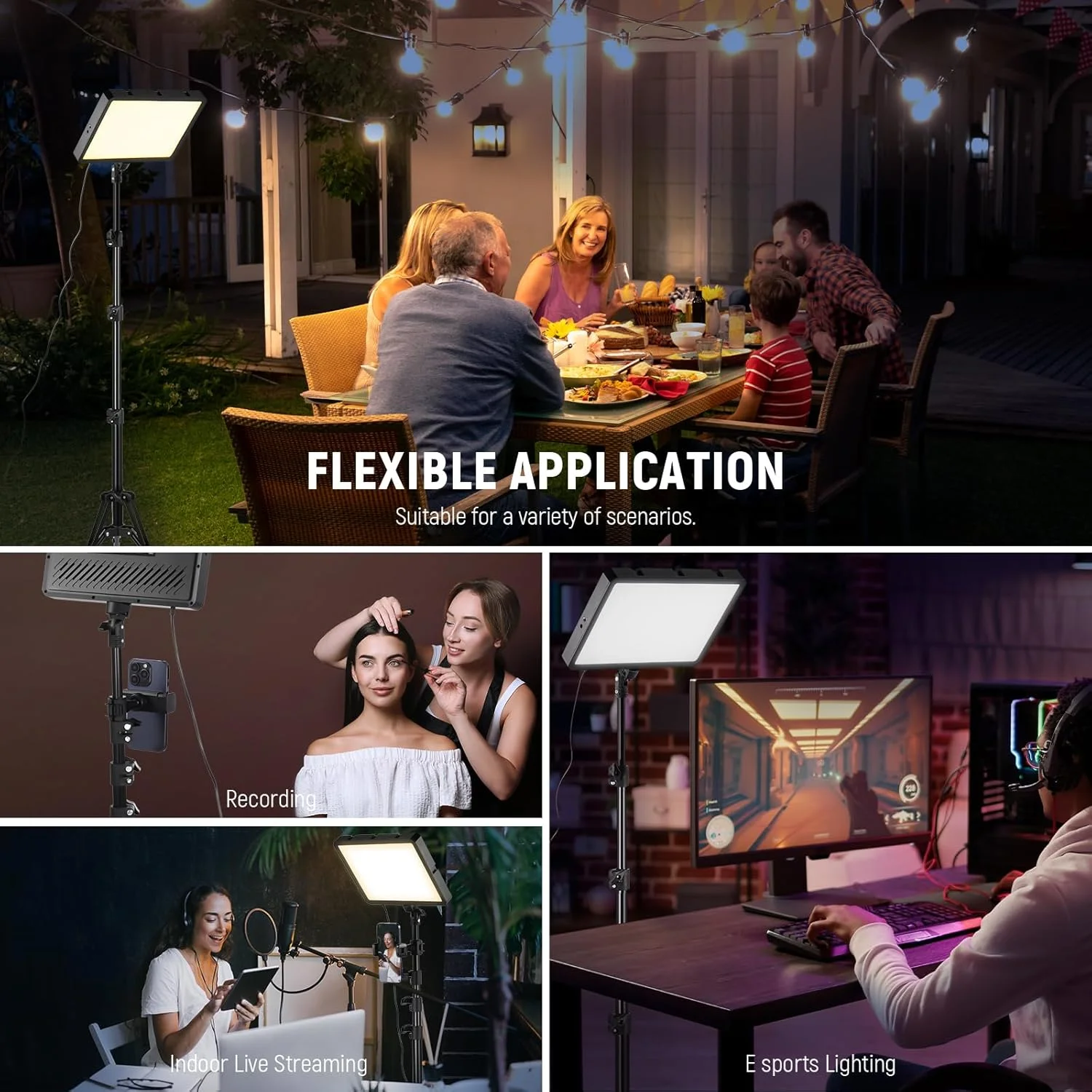 ست نور ویدئویی LED سه تایی NEEWER BASICS، کیت نورپردازی استودیویی با پایه سه پایه و نگهدارنده تلفن برای ضبط ویدئو، عکاسی و استریمینگ، 850lx/0.5m دو رنگ 2700-6500K نور اصلی قابل تنظیم، BP300